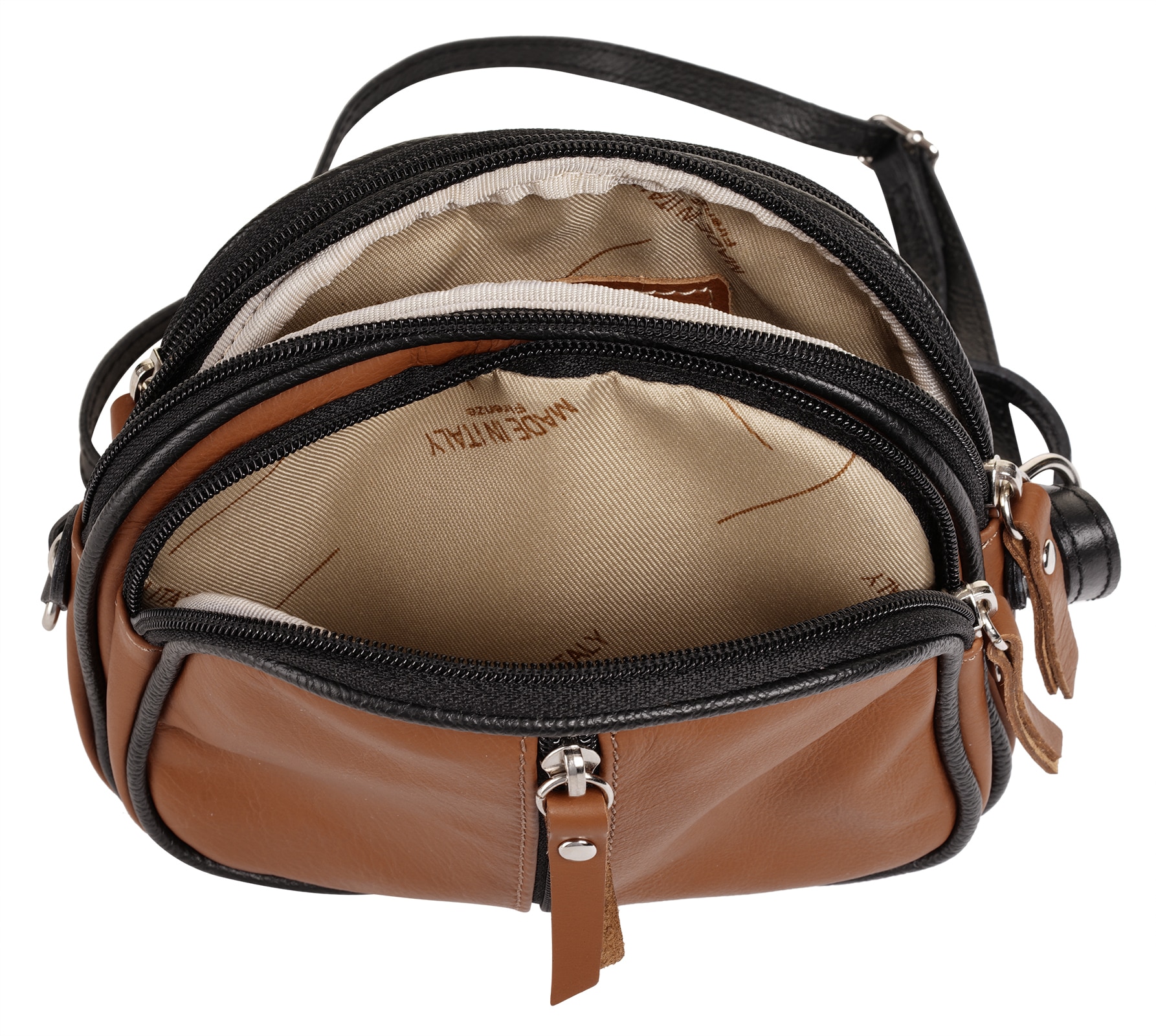 Cluty Umhängetasche, echt Leder, Made in Italy