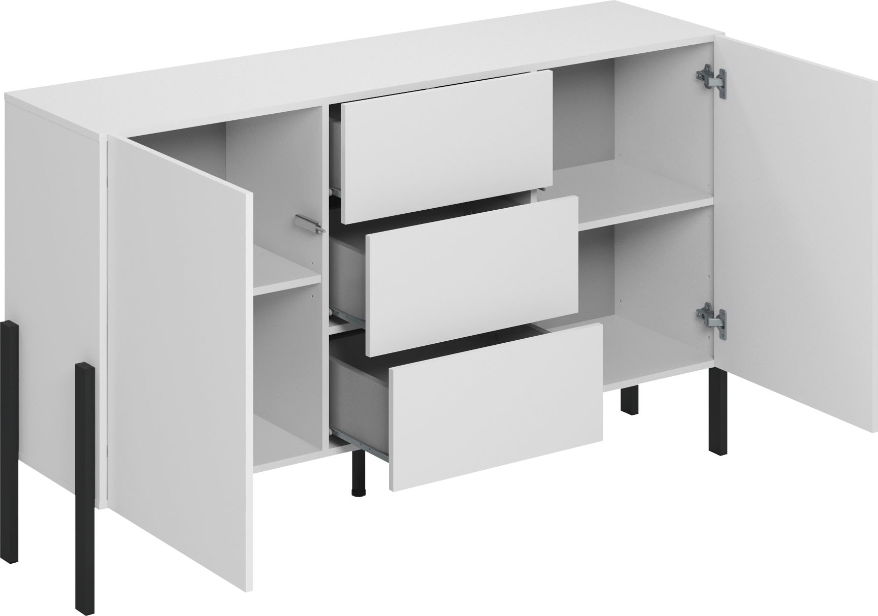 INOSIGN Sideboard »Jukon, Breite 150 bzw.180 cm, moderne grifflose Kommode«, Schubladenschrank 2 Türen/3 Schubkästen, push-to-open-Funktion