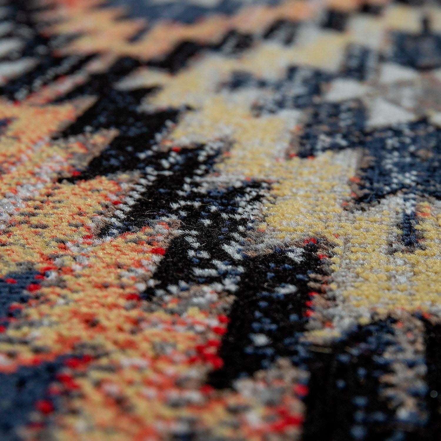 Paco Home Teppich »Artigo 405«, rund, 4 mm Höhe, Kurzflor, Rauten Muster, Vintage Design, In- und Outdoor geeignet