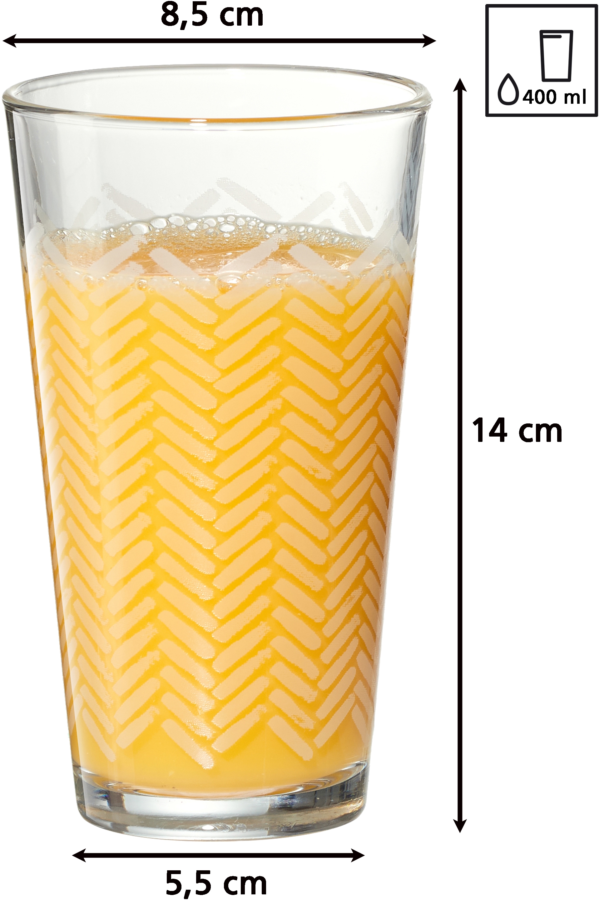 Ritzenhoff & Breker Longdrinkglas »Happy, Stripes«, (Set, 6 tlg., 6 Longdrinkgläser, je 400 ml), 400 ml, 6-teilig