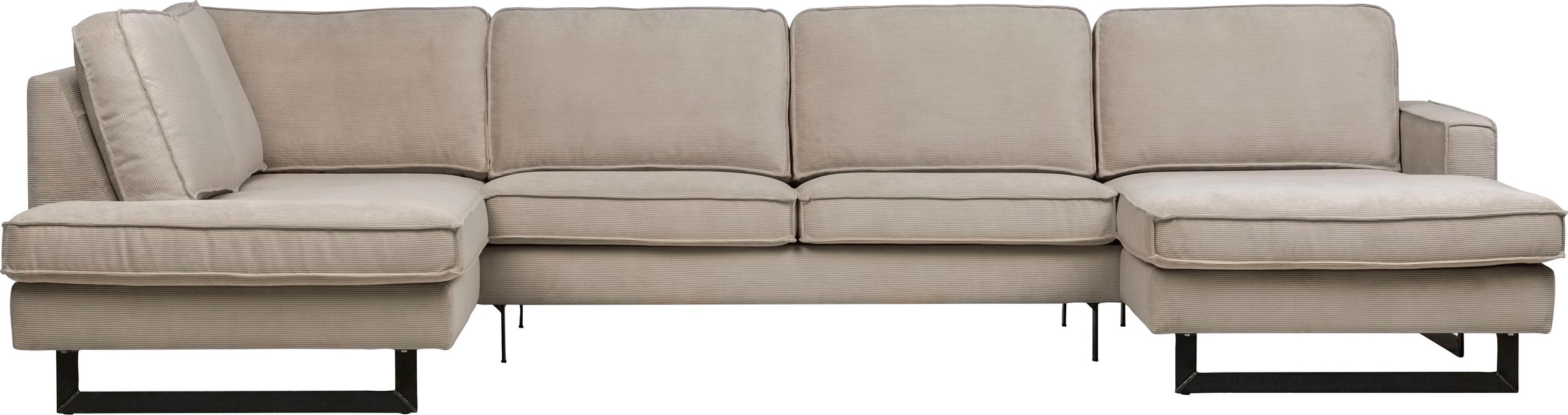 Places of Style Wohnlandschaft »Pinto, 350 cm, U-Form, XXL, mit Ottomanen«, Cord, Chenille, Lederoptik, mit Keder, Metallfüsse, Wellenunterfederung