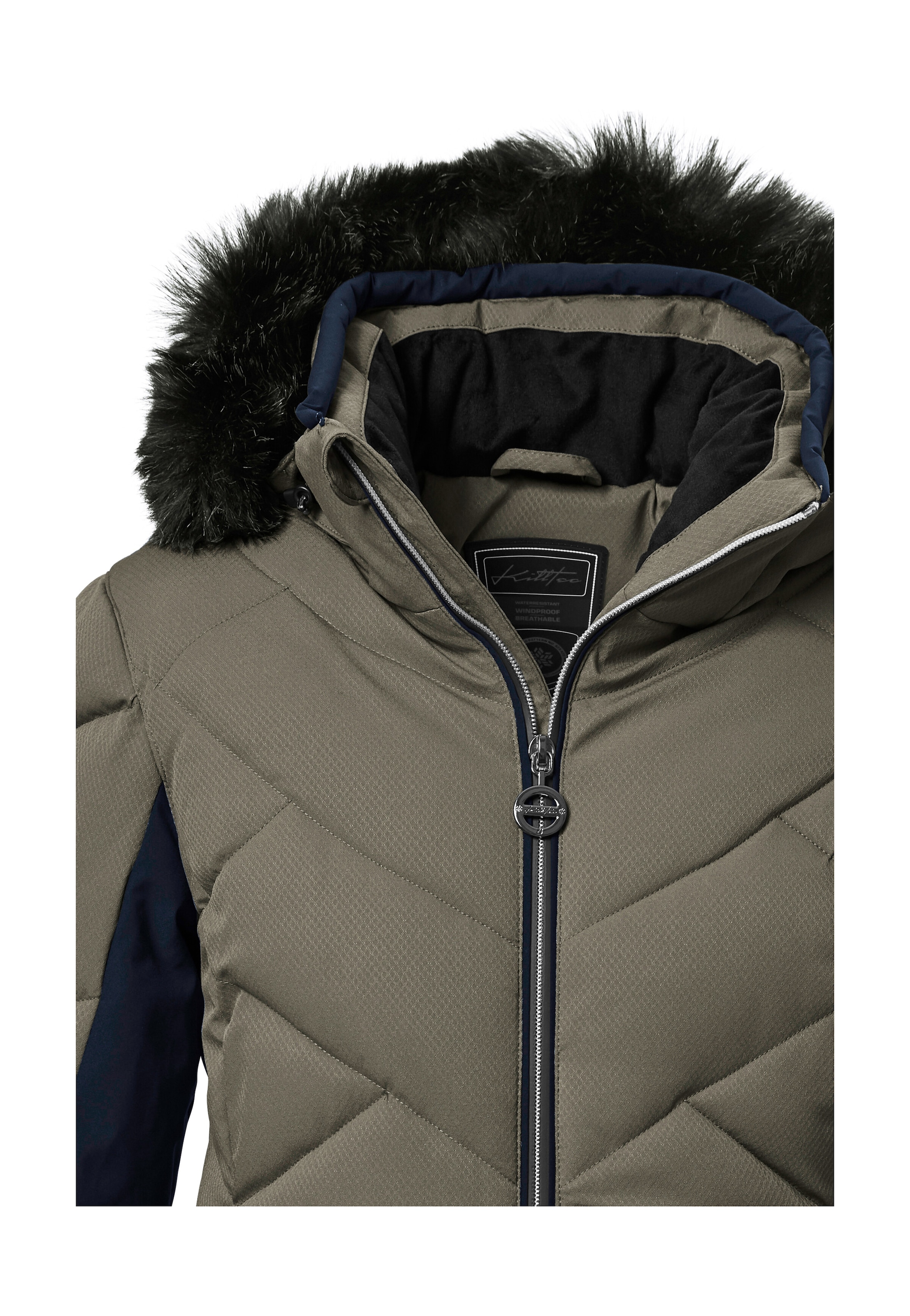 Killtec Skijacke »KSW 102 WMN SKI QLTD JCKT«, Stylische Skijacke, wasserabweisend, abnehmbarer Kunstfellkragen