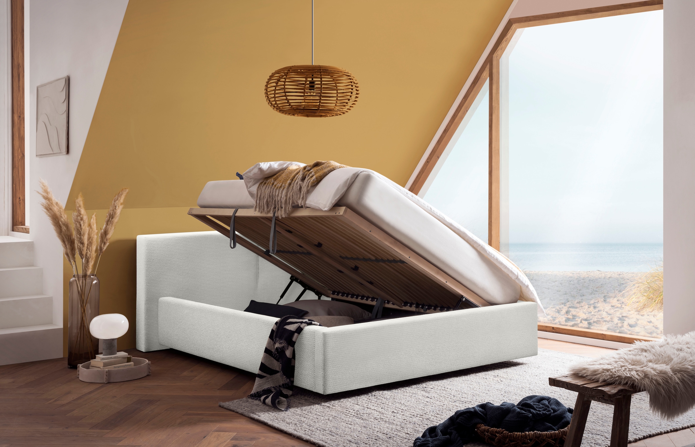 meise.möbel Polsterbett »Cube wahlweise mit Matratze und Bettkasten«, extra flaches Kopfteil, erhältlich in den Breiten 140cm, 160cm & 180cm