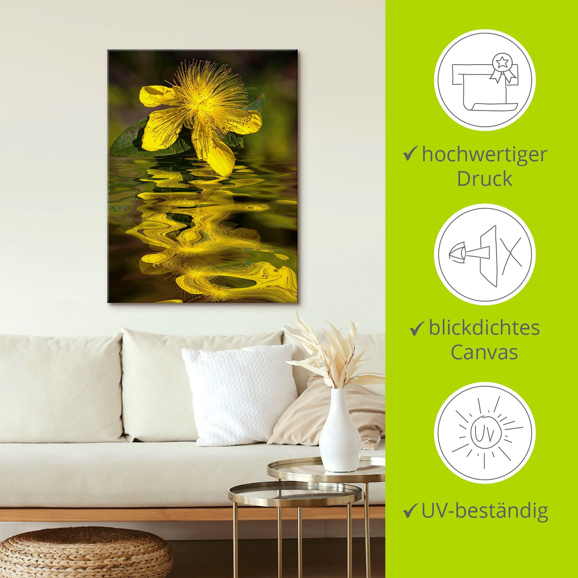 Artland Leinwandbild »Wasserblüte - Johanniskraut«, Spa Bilder, (1 St.), auf Keilrahmen gespannt