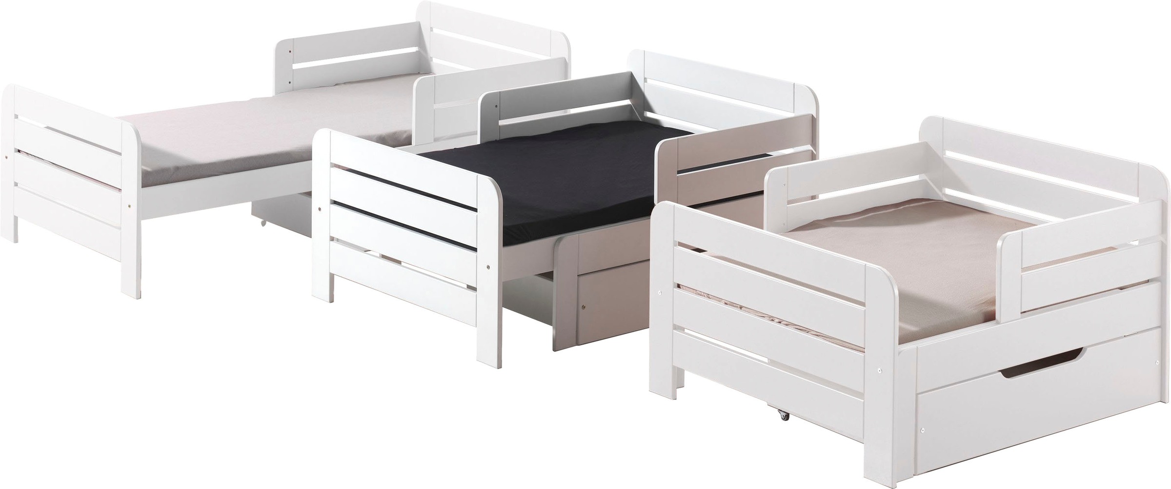 Vipack Einzelbett Packung, Made in Europe, Kinderbett, Länge 140 bzw. 160 und 200 cm, in Weiß oder Grau lackiert