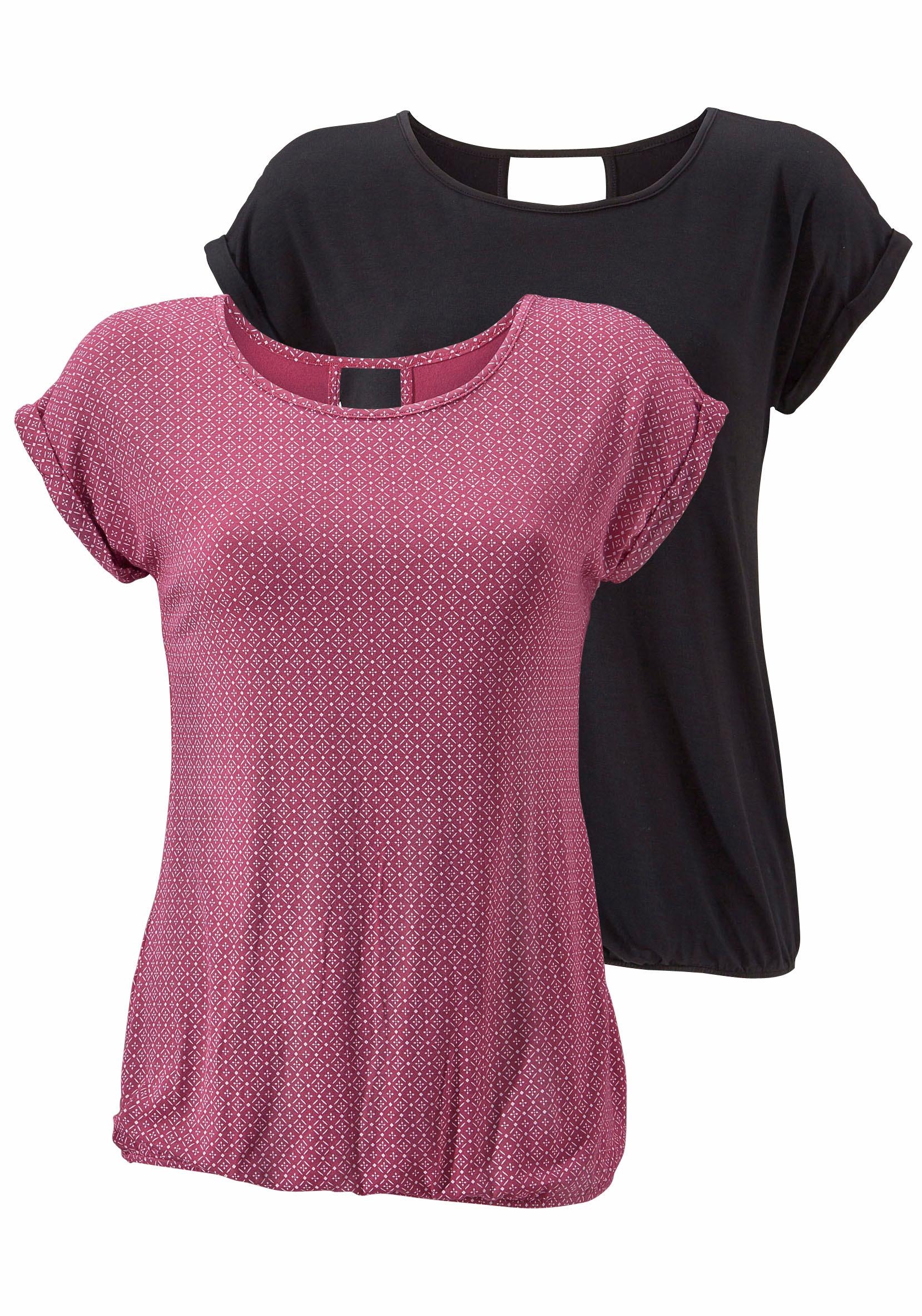 T-Shirt, Schweiz shoppen mit online LASCANA Nacken Cut-out Jelmoli-Versand 2er-Pack), modischem im (Packung, bei