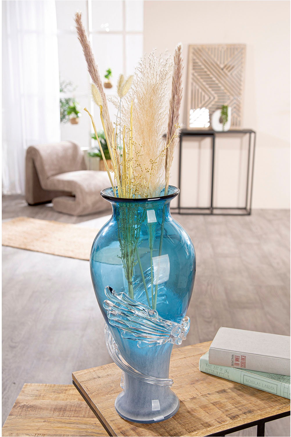 Casablanca by Gilde Tischvase "Vase Wave blau"