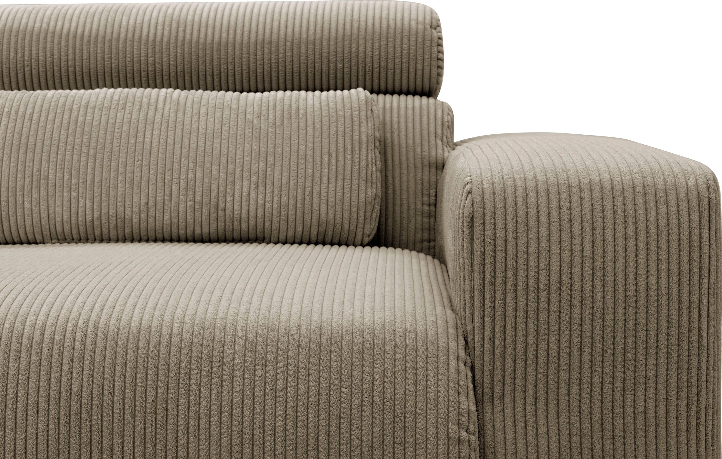 DOMO collection Ecksofa »Brandon B/T: 214/100 cm, belastbar bis 140kg/ Sitz, L-Form«, Cord, schlamm