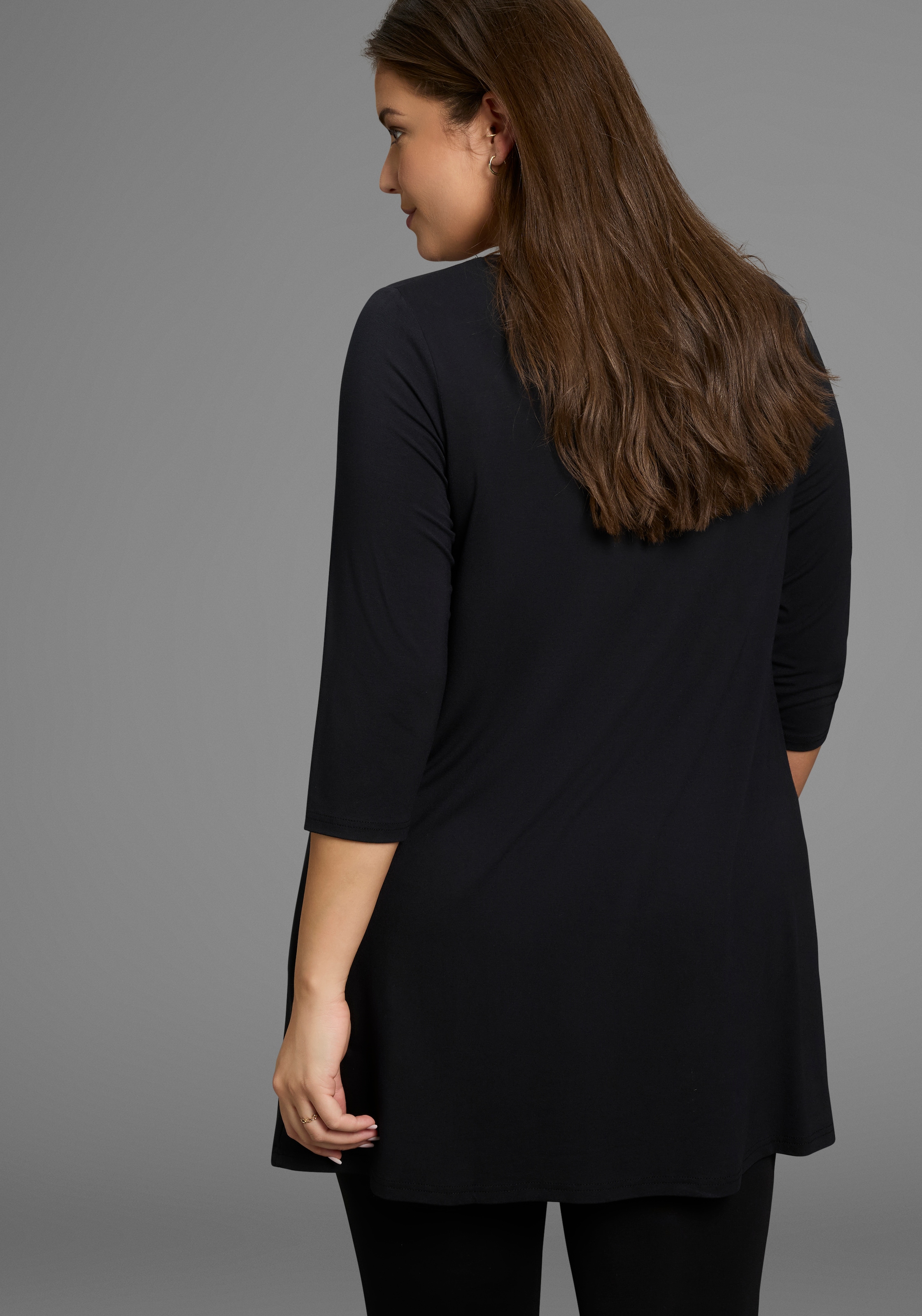 Laura Scott CURVE Tunikashirt, mit 3/4-Ärmeln in schmeichelnder A-Linie – GROSSE GRÖSSEN