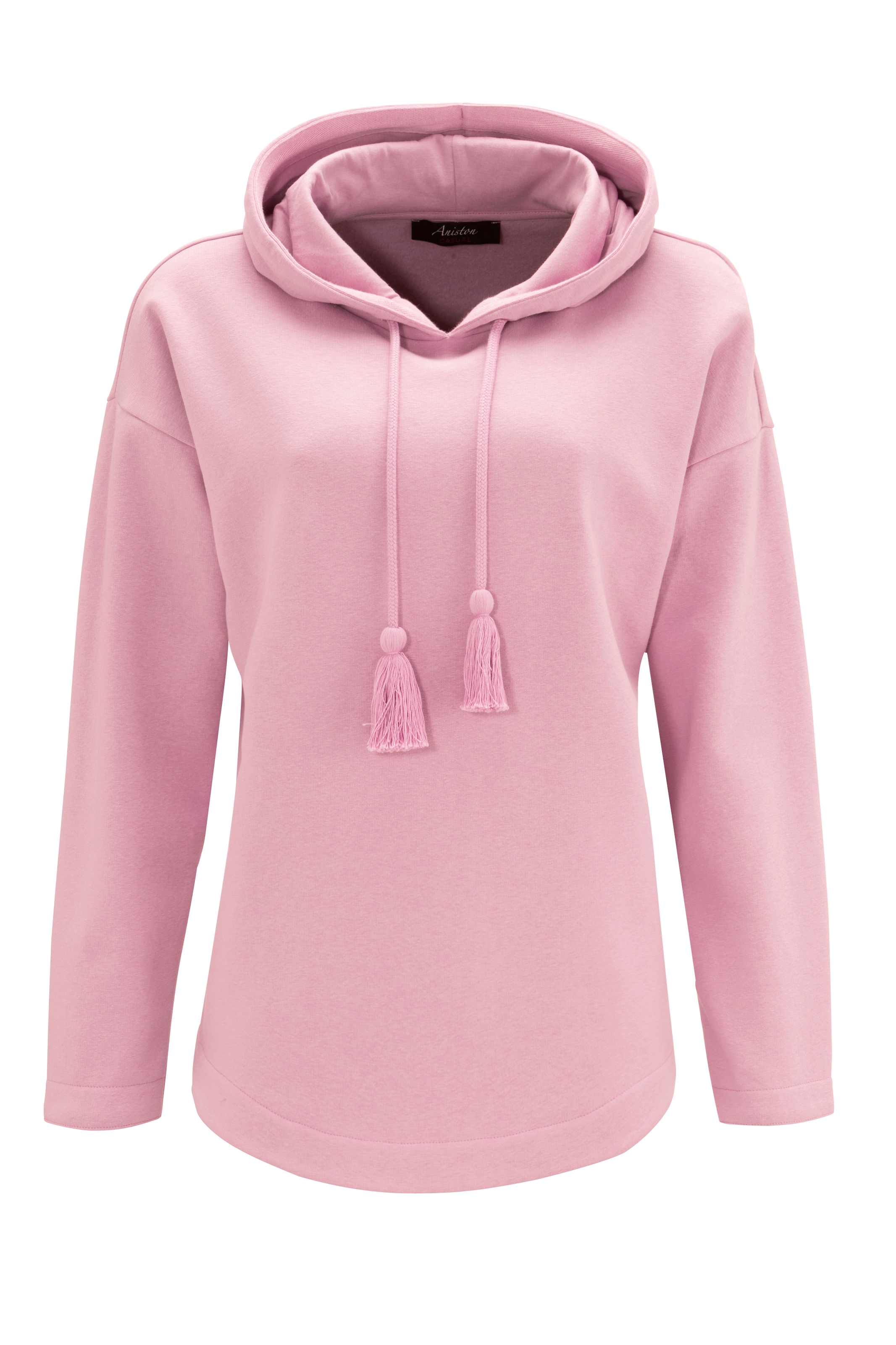 Aniston CASUAL Sweatshirt, | online regulierbar Jelmoli-Versand mit Kordeln Kapuze bestellen dekorativen