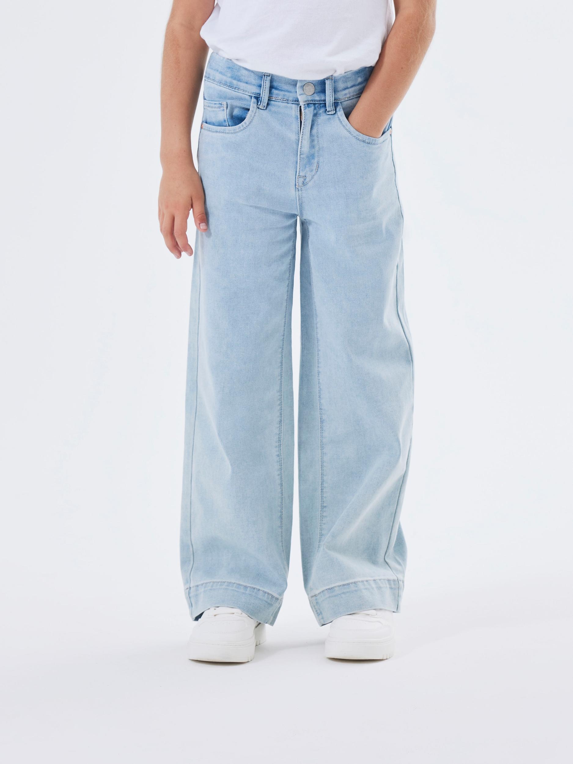 Name It Weite Jeans »NKFROSE für Mädchen mit weitem Bein und High Waist« unifarben, casual, loose fit, Baumwollmischung, Denim