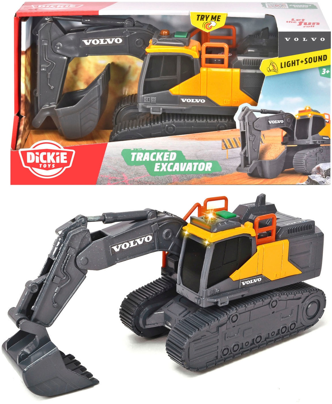 Dickie Toys Spielzeug-Bagger "Volvo Tracked Excavator" mit Licht und Sound