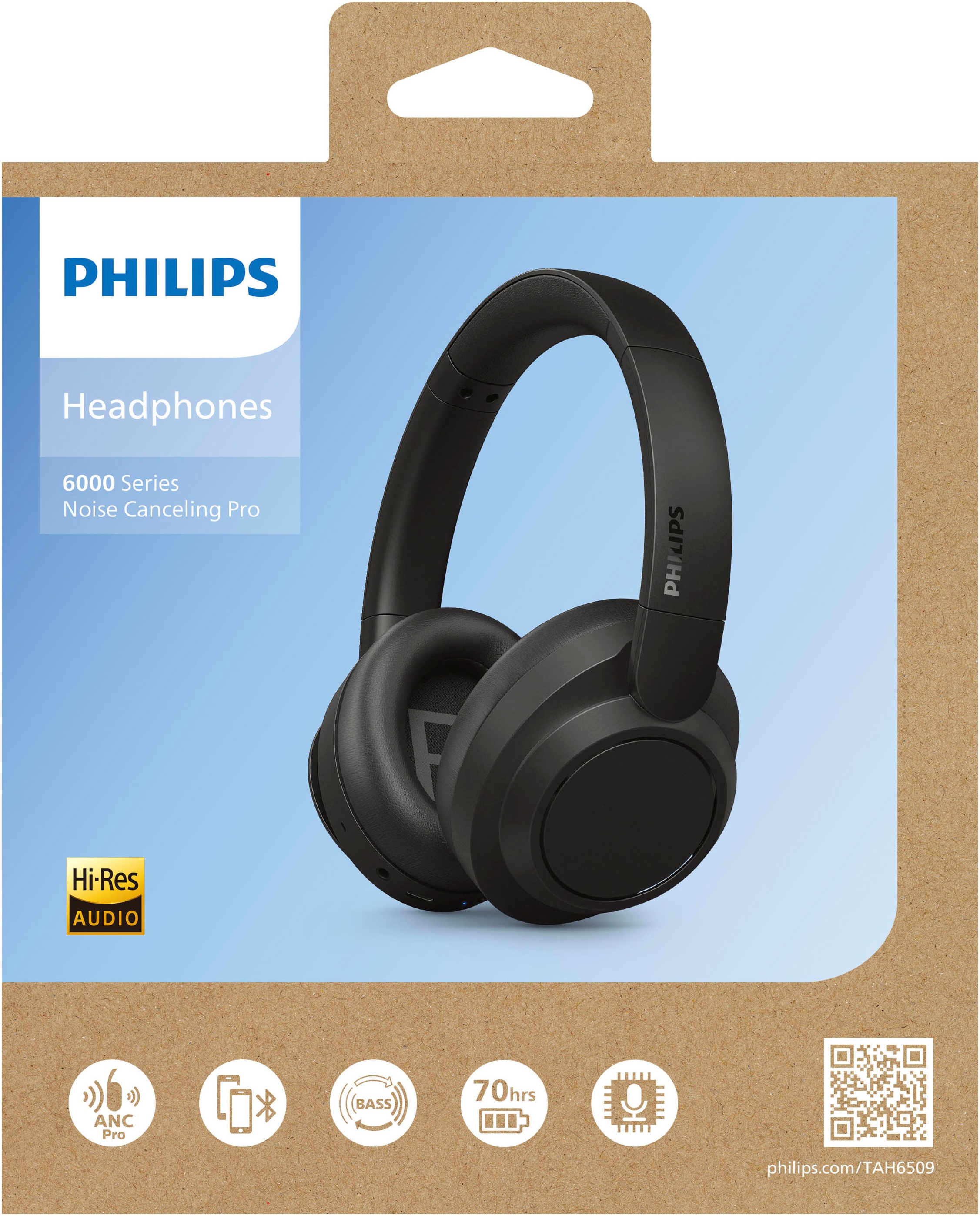 Philips Over-Ear-Kopfhörer »TAH 6509BK«, Bluetooth, Active Noise Cancelling (ANC)