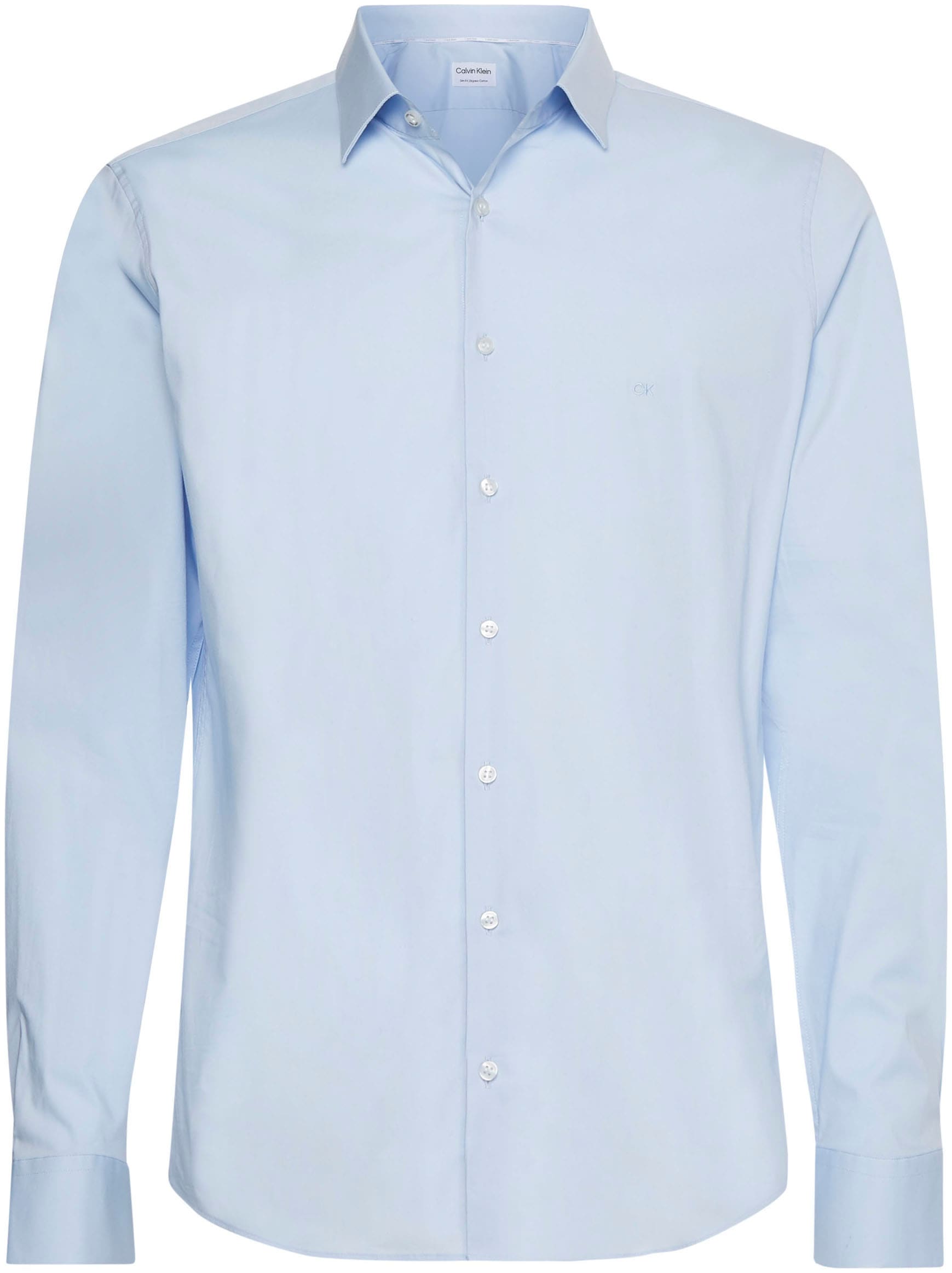 Calvin Klein Businesshemd »POPLIN STRETCH SLIM SHIRT«, mit Kentkragen, Logoprint auf Brusthöhe