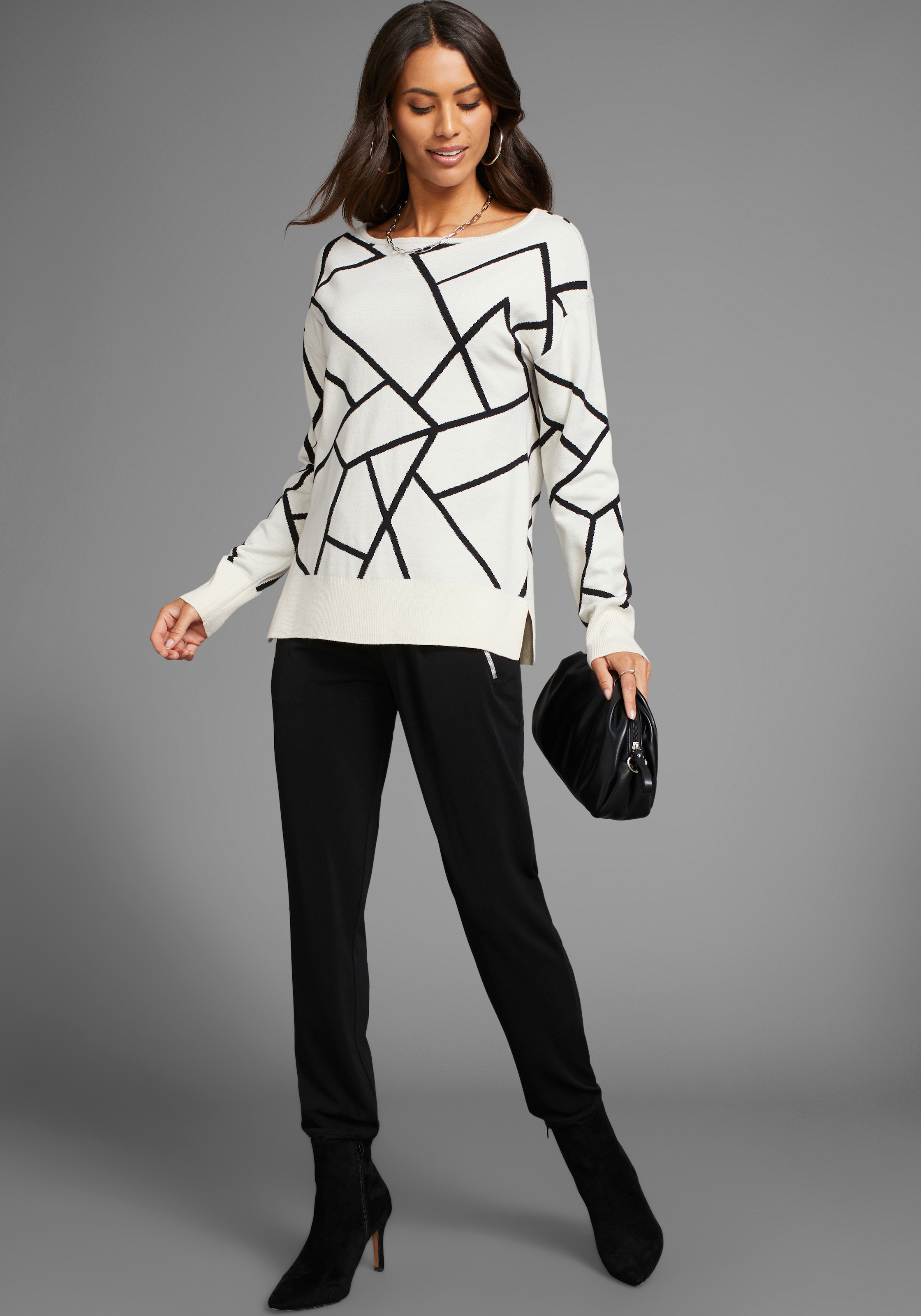 Laura Scott Jacquardpullover, mit Rundhalsausschnitt