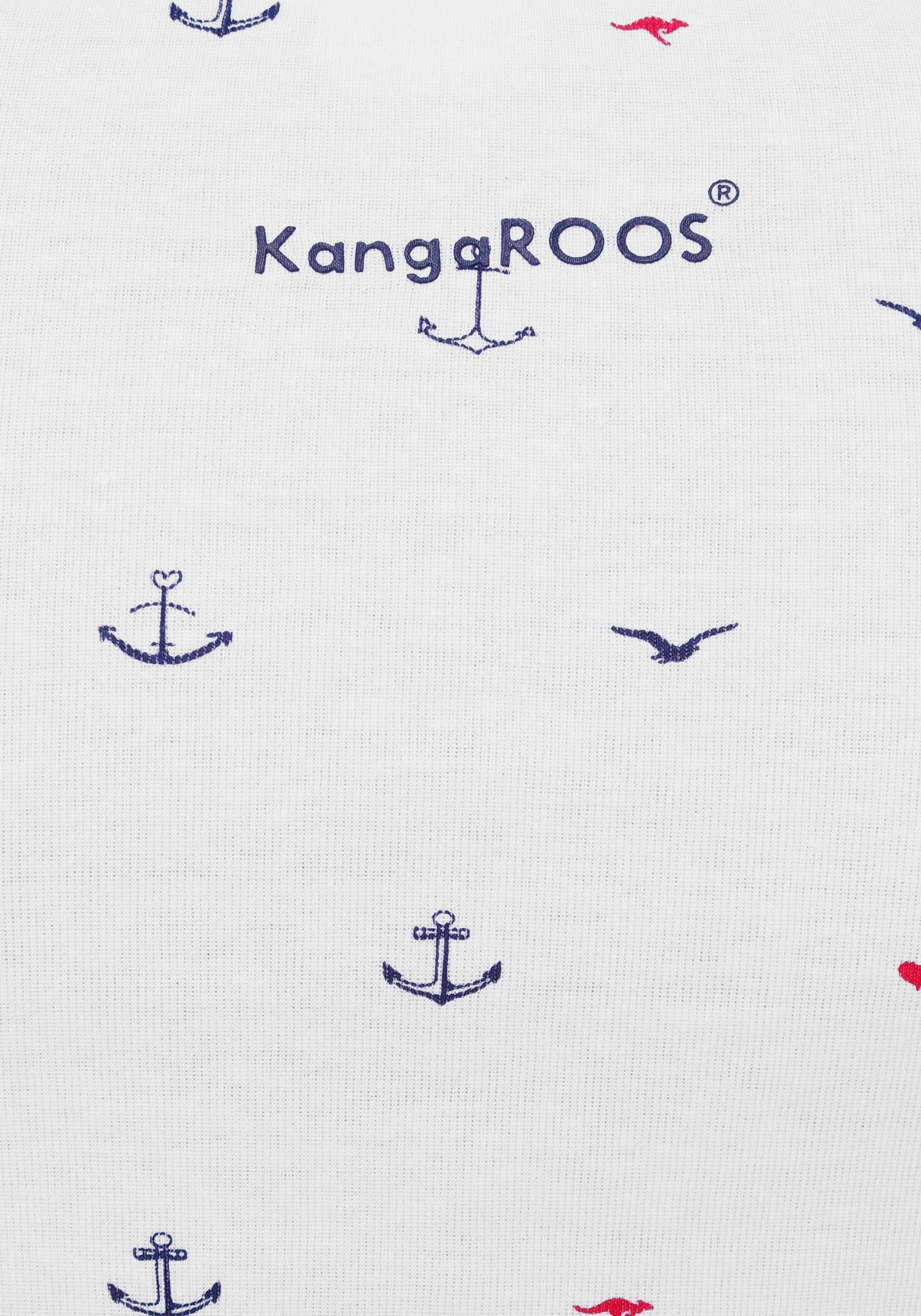 KangaROOS Langarmshirt, mit süssem Pünktchen, Vogel und Anker Allover-Print