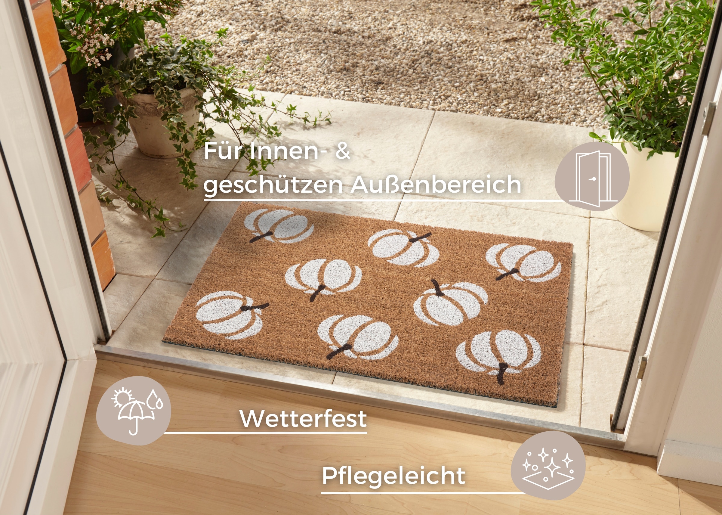 HANSE Home Fussmatte »Mix Mats Kokos Pumpkins, Türmatte«, rechteckig, 15 mm Höhe, Kokos, Schmutzfangmatte, Outdoor, Rutschfest, Innen, Kokosmatte, Flur