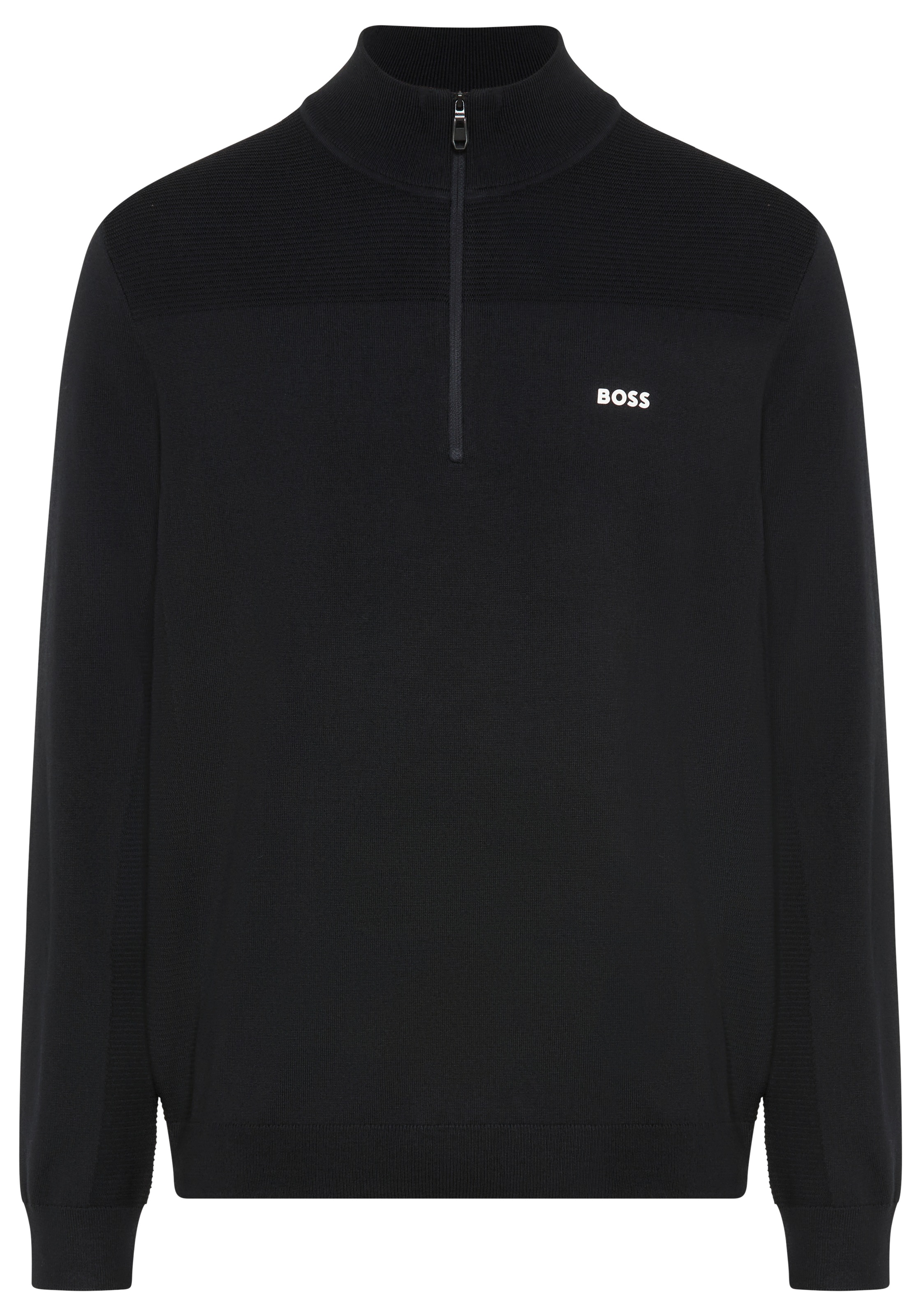 BOSS GREEN Strickpullover Stehkragen mit Reissverschluss, Regular Fit