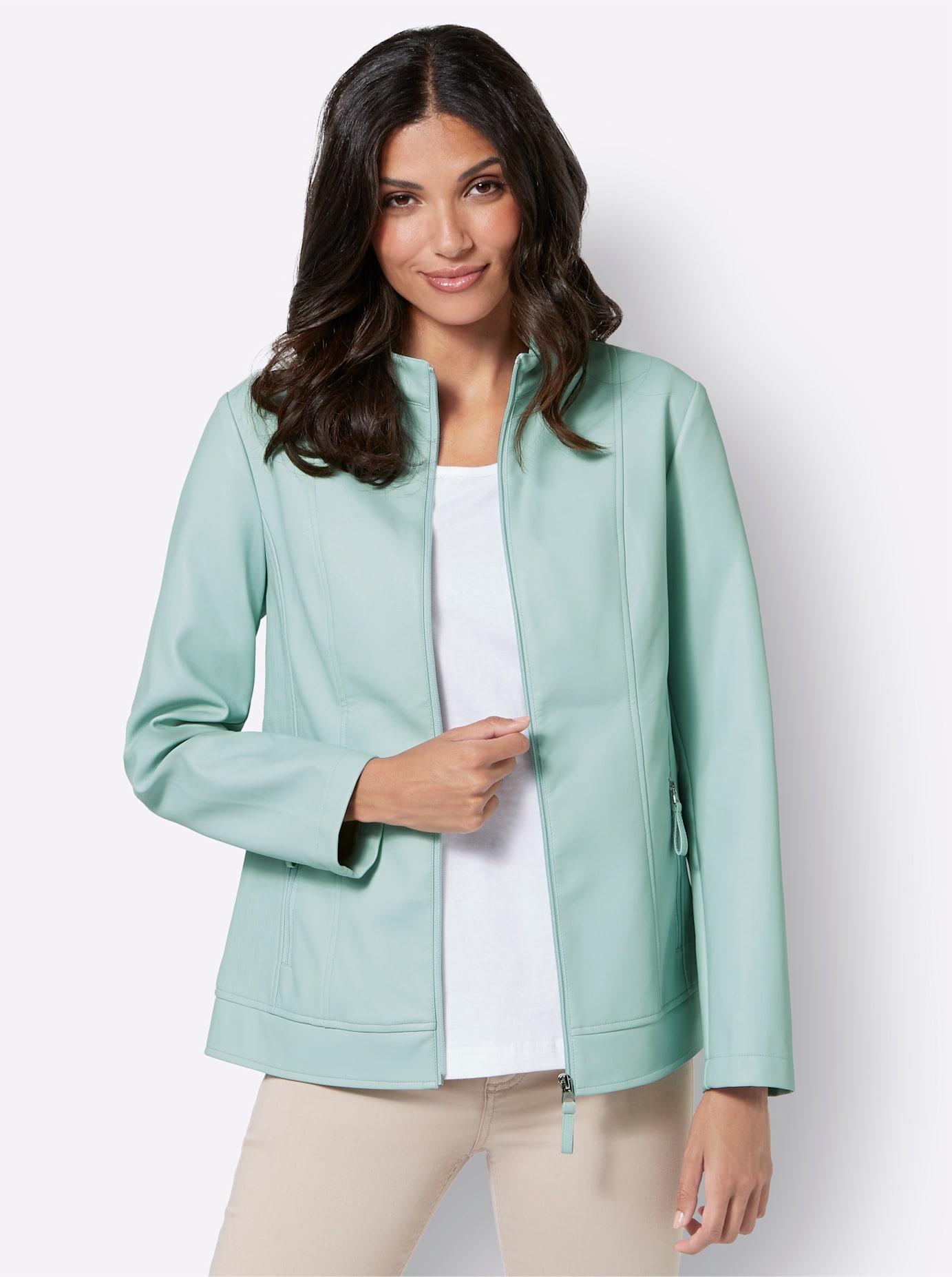 Classic Basics Lederimitatjacke, ohne Kapuze