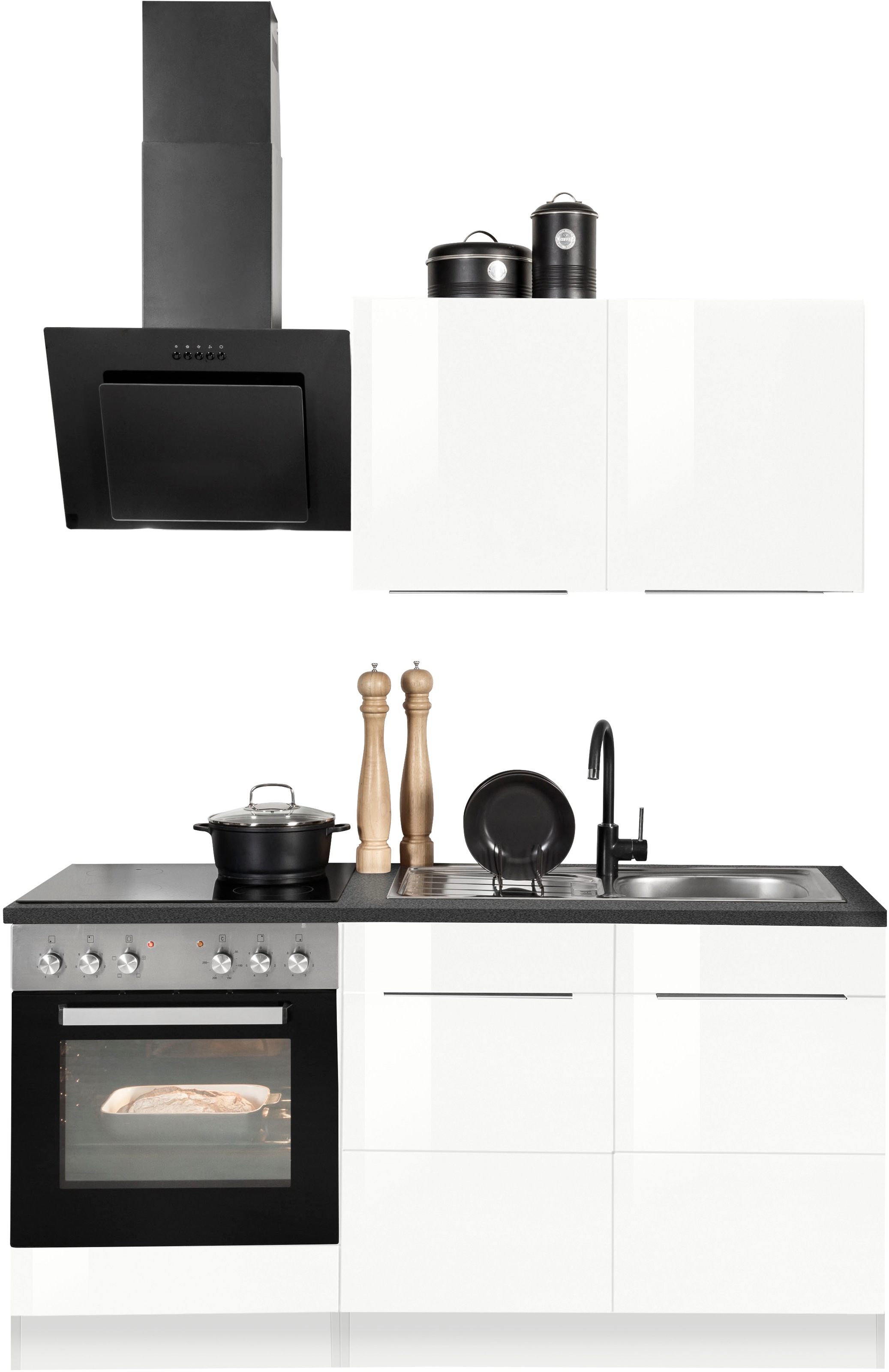 KOCHSTATION Küchenzeile "KS-Brindisi" Breite 210 cm, wahlweise mit E-Geräten, mit MDF-Fronten