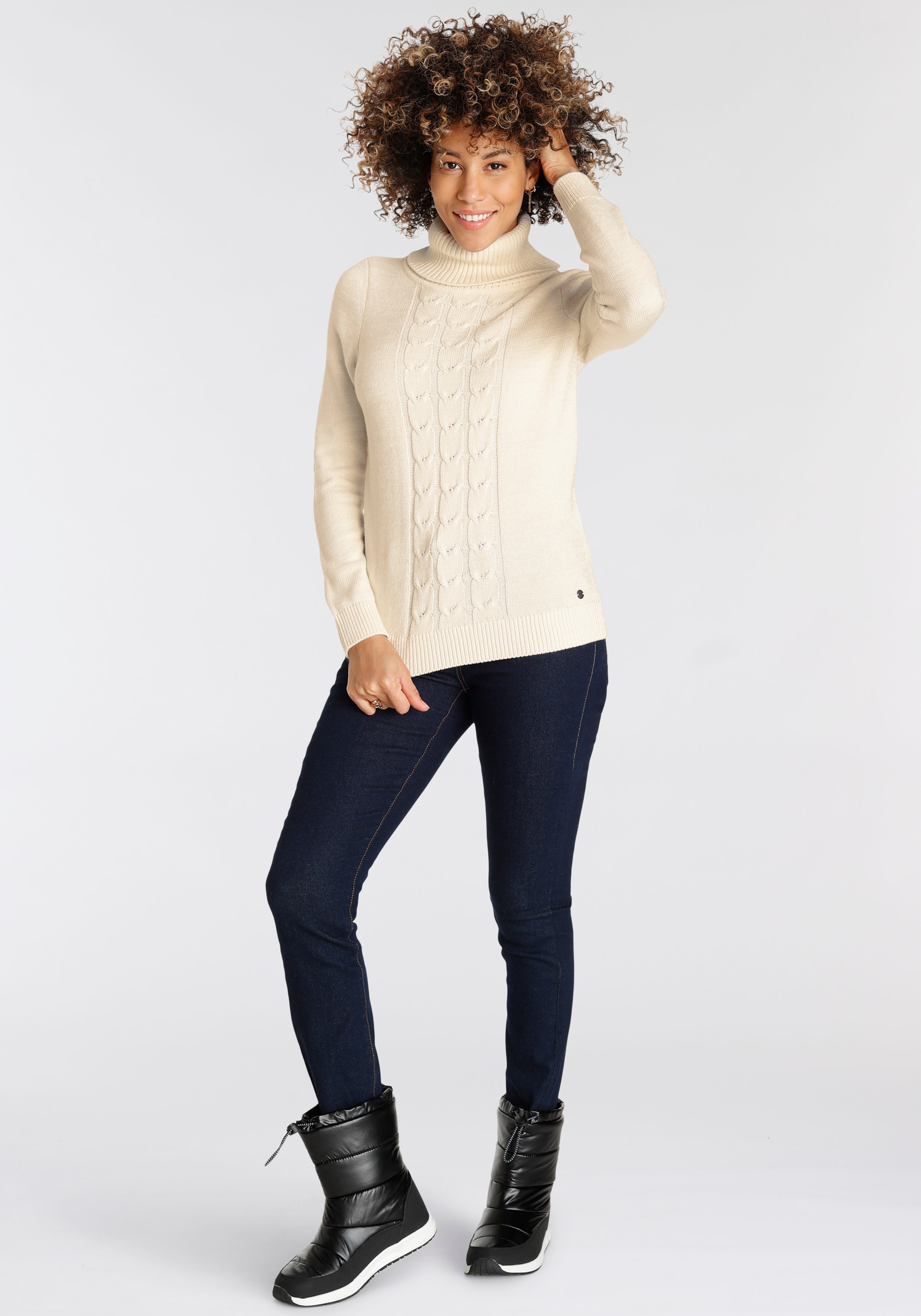 KangaROOS Rollkragenpullover, mit tollem Zopf-Strickmuster