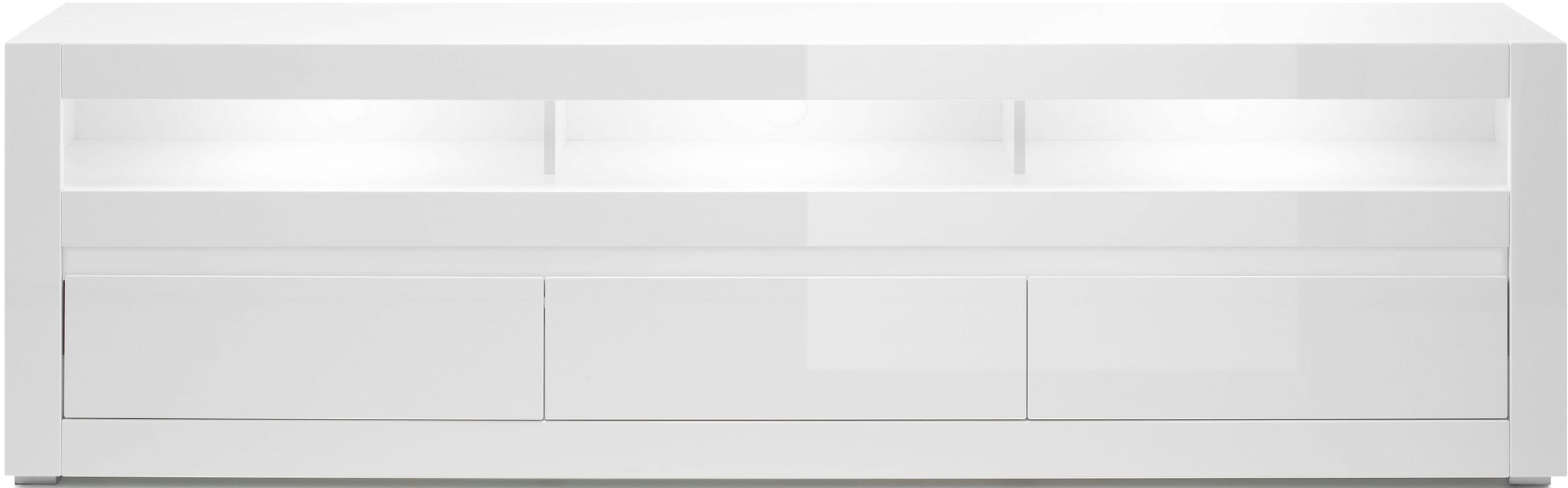 INOSIGN Lowboard »Carat«, Breite 217 cm, Zierleiste 1x betonfarben und 1x weiss