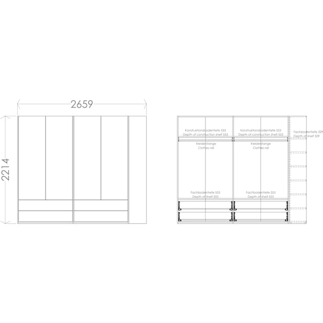 Müller SMALL LIVING Kleiderschrank »Modular Plus Variante 4«, 4 Schubladen,  Anbauregal wahlweise links oder rechts montierbar online