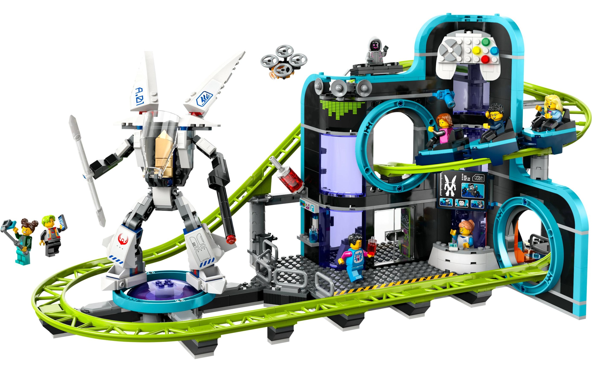 LEGO® Spielbausteine »City Achterbahn mit Roboter-Mech 60421«, (986 St.)