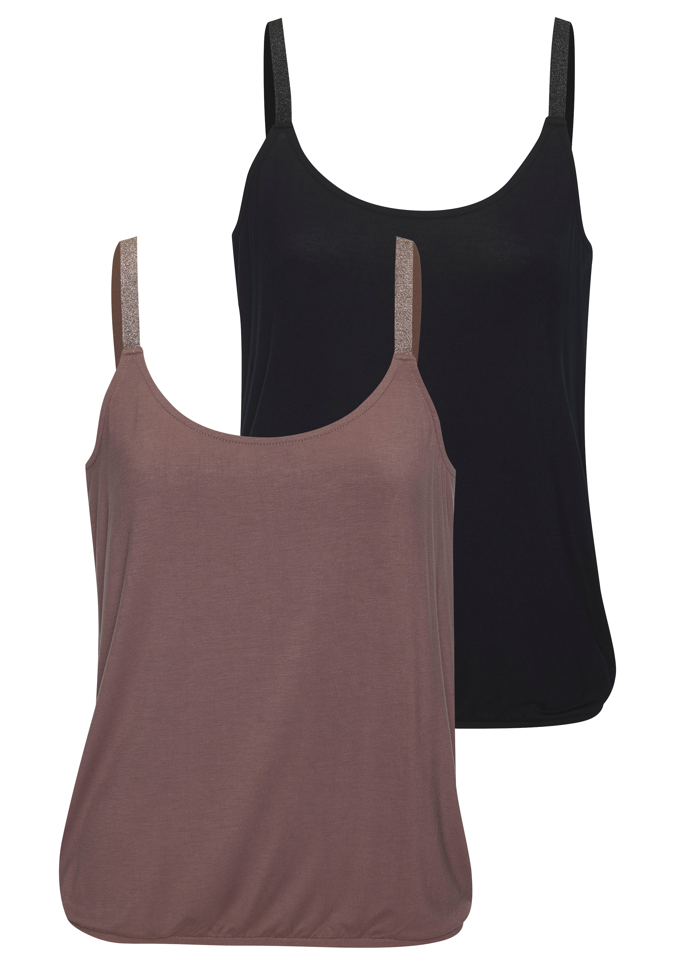 Vivance Trägertop »mit elastischen Glitzerträgern« 2er-Pack, aus weichem Viskose-Stretch