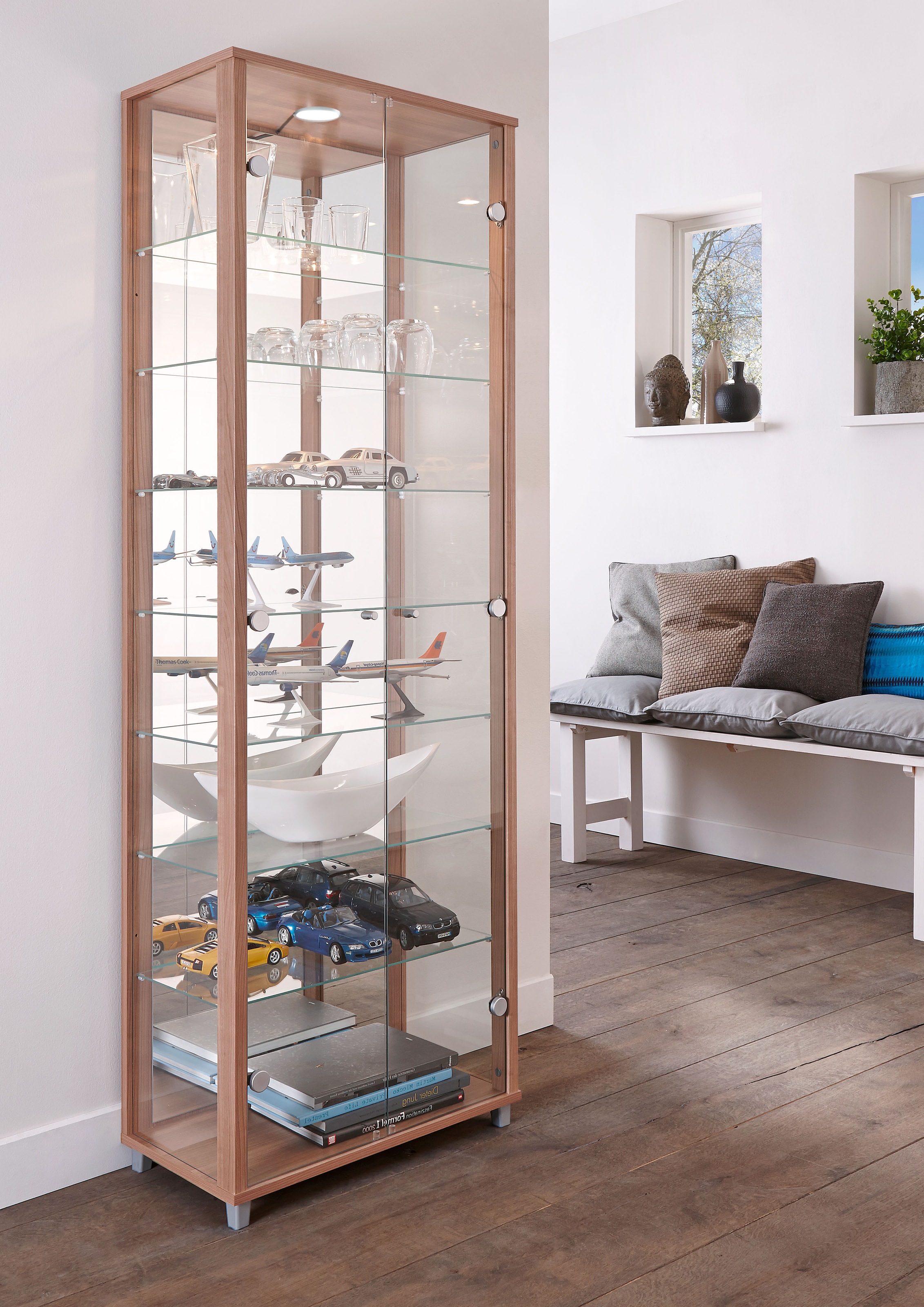 fif möbel Vitrine "OPTIMA" Standvitrine/Glasvitrine 2x Glastür,perfekt für Sammler,Sammlervitrine