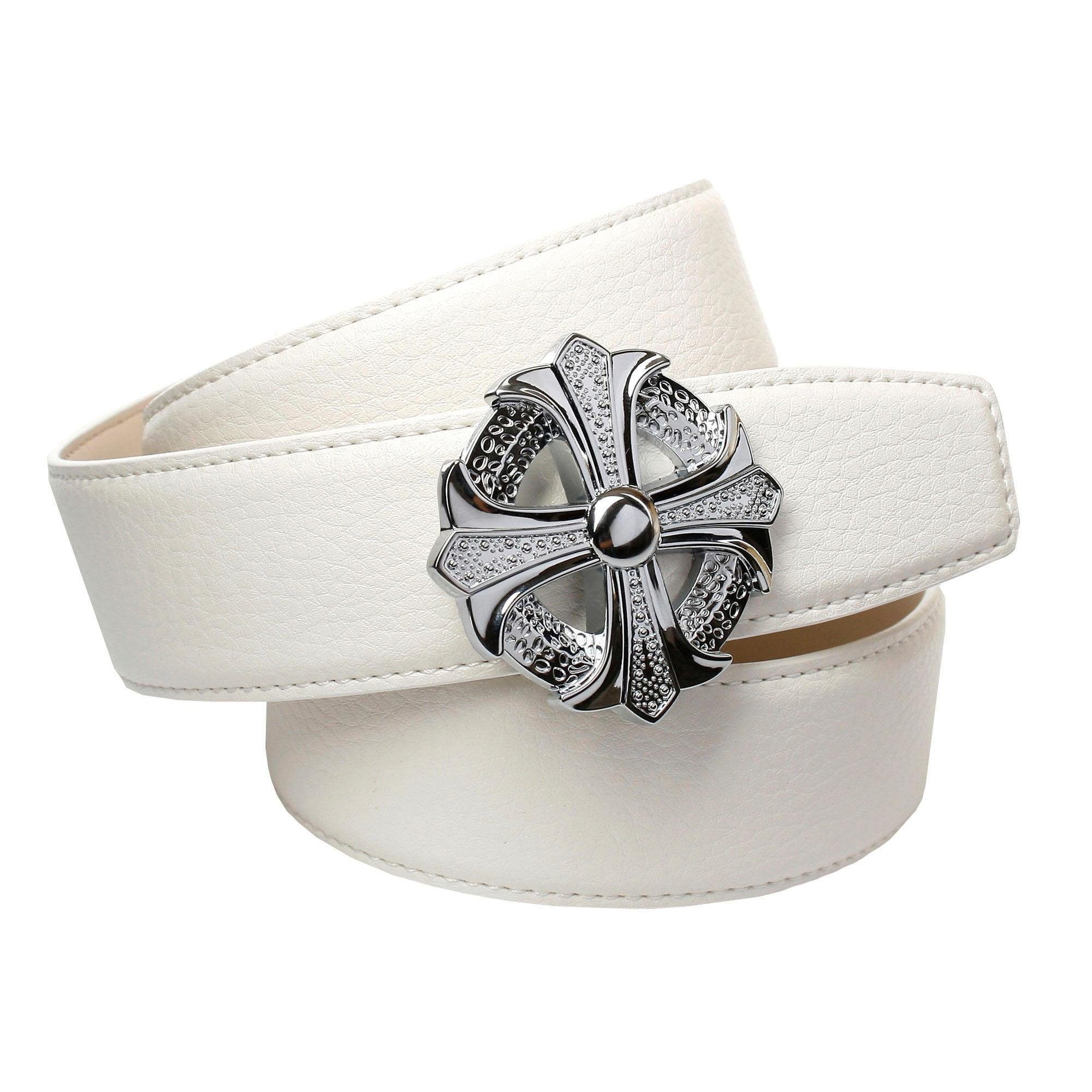 kaufen als runder stilisiertes Jelmoli-Versand Kreuz Schliesse bei Ledergürtel, online Schweiz Anthoni Crown in weiss mit