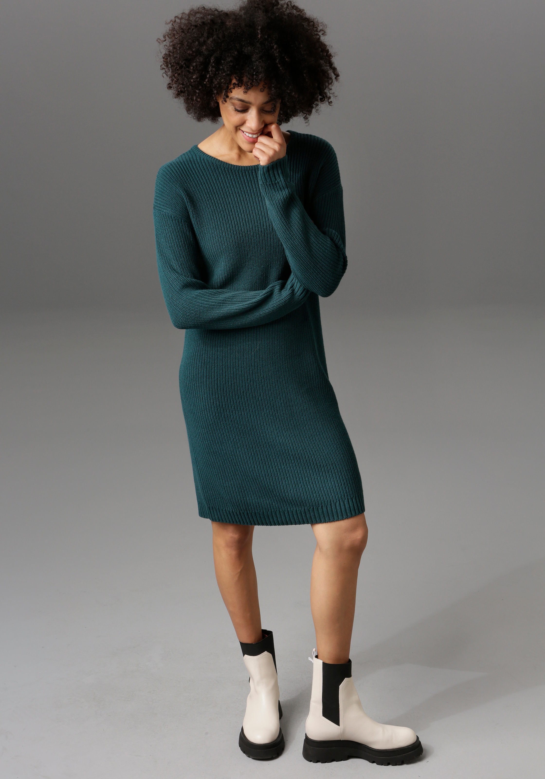 Aniston CASUAL Strickkleid, mit Rundhals-Ausschnitt online shoppen |  Jelmoli-Versand