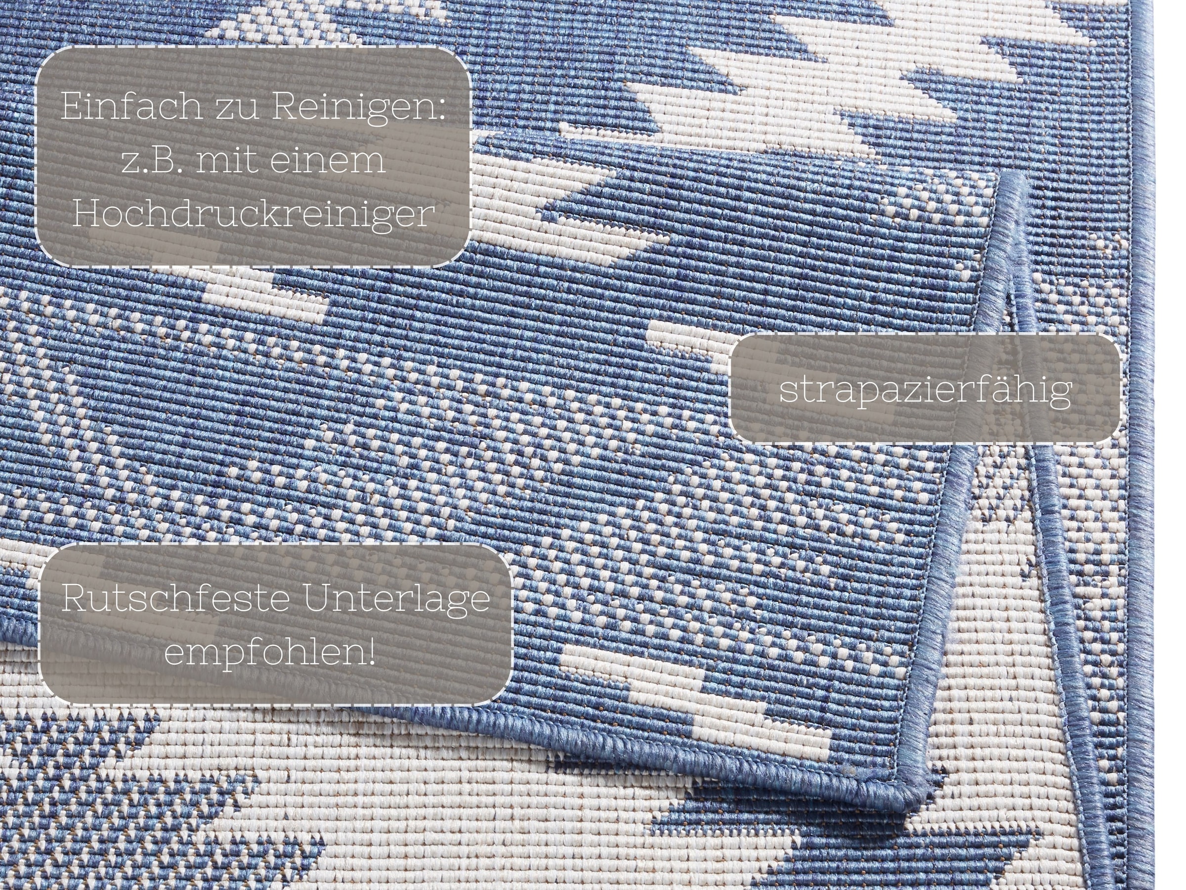 NORTHRUGS Teppich »Malibu Wendeteppich«, rechteckig, 5 mm Höhe, In-& Outdoor, Wetterfest, Balkon, Läufer, Wohnzimmer, Wasserfest