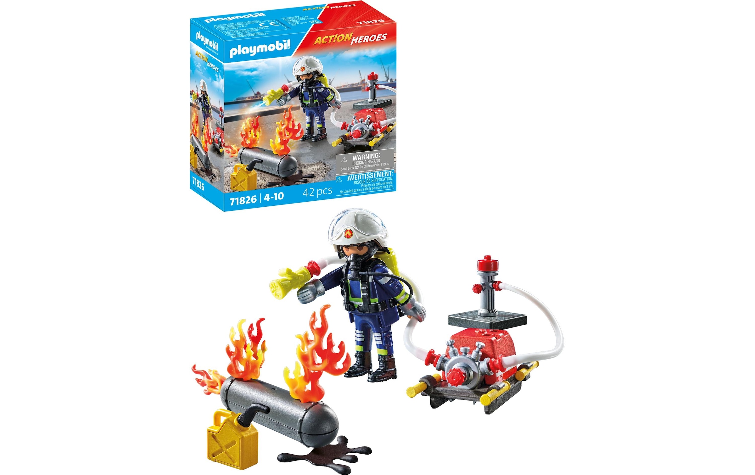 Playmobil® Spielbausteine »Action Heroes Löschung eines Gastanks 71826«, (42 St.)