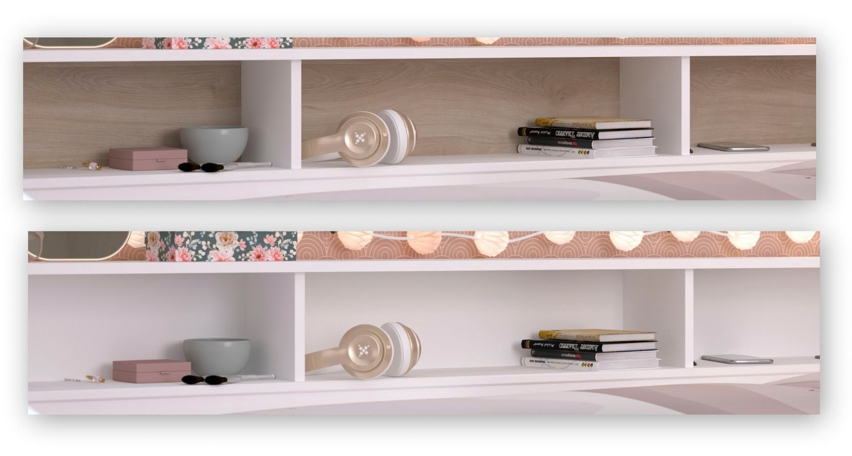 Parisot Stauraumbett »Sleep, Daybed, Kinderbett, Rückwand der Regale drehbar (farbig + weiss)«, inklusive, Regale, Schubkästen, viel Stauraum, TOPSELLLER!