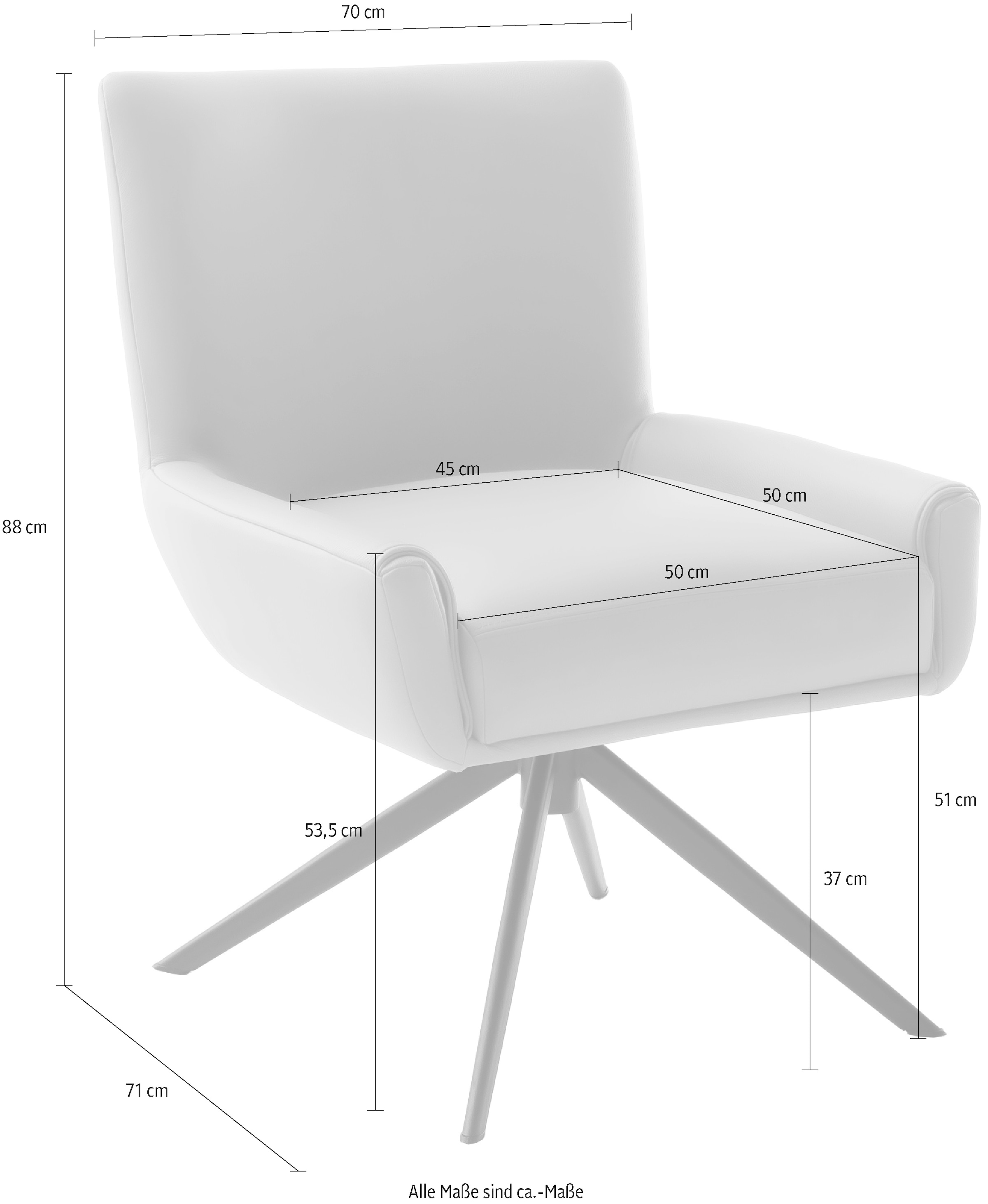 MCA furniture 4-Fussstuhl »WILSON Esszimmerstuhl, Armlehnstuhl, Polsterstuhl, modern«, (Set), 1 St., Flachgewebe, Stuhl, Armlehnenstuhl, drehbar, Taschenfederkern, belastbar 160 kg,XXL