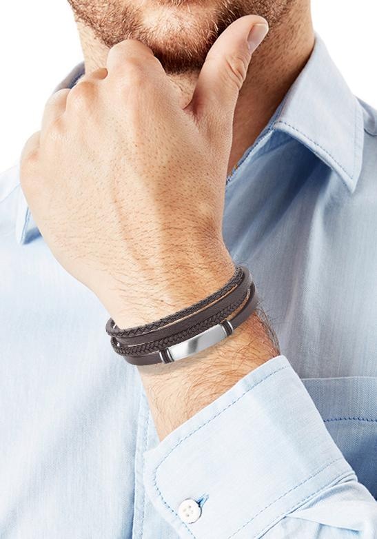 s.Oliver ID Armband »2022621«, aus Edelstahl + Leder online kaufen |  Jelmoli-Versand