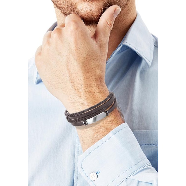 s.Oliver ID Armband »2022621«, aus Edelstahl + Leder online kaufen |  Jelmoli-Versand