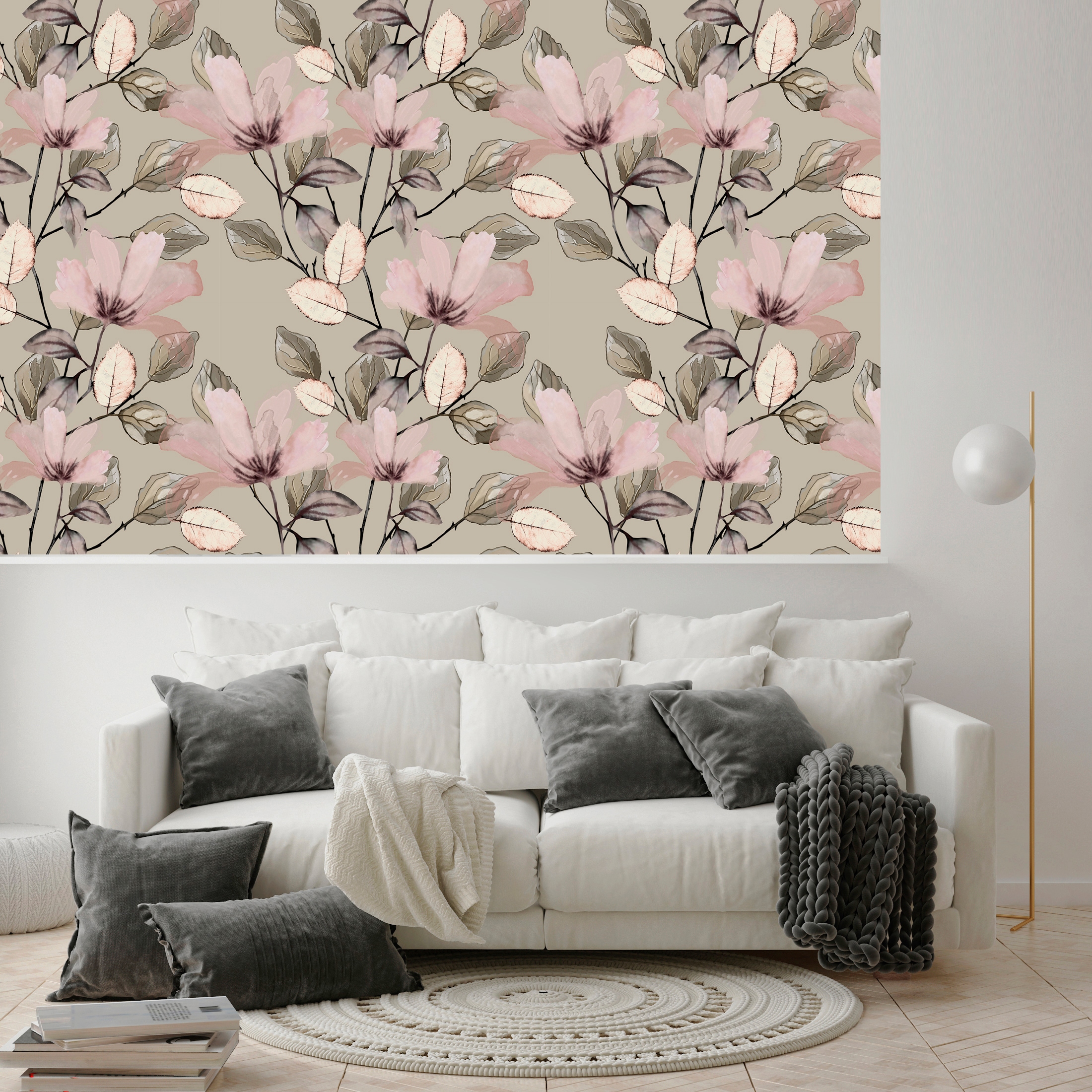 queence Vinyltapete »Blumen«, bedruckt-Motiv-botanisch-floral-gemustert-natürlich, 90x250cm, selbstklebend, kinderleichte Anbringung, Sticker