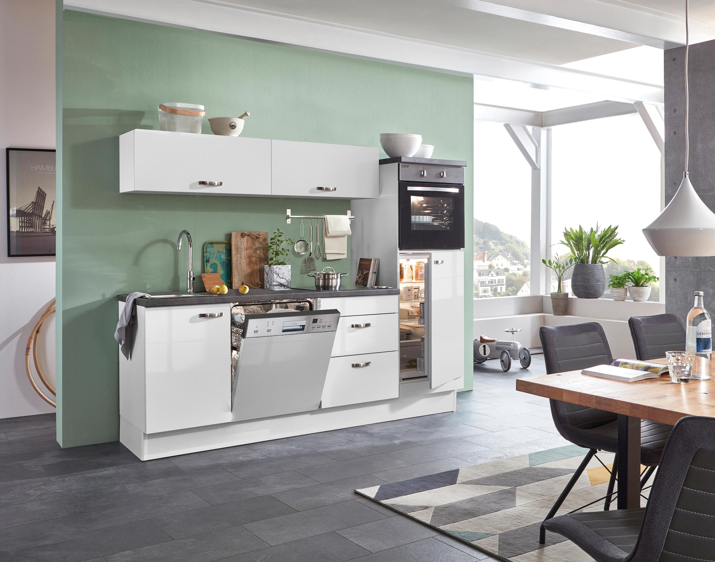 KOCHSTATION Küchenzeile »KS-Cara«, mit Vollauszügen und Soft-Close-Funktion, Breite 240 cm