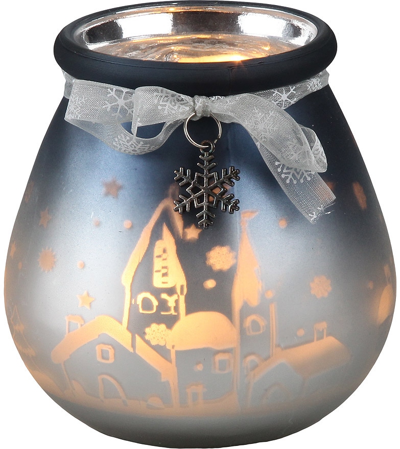 mittel, - Jelmoli-Versand blau Online - Haus Glas Teelichthalter »Xmas Ambiente Weihnachtsdeko«, | - Shop St.) (1 bauchig
