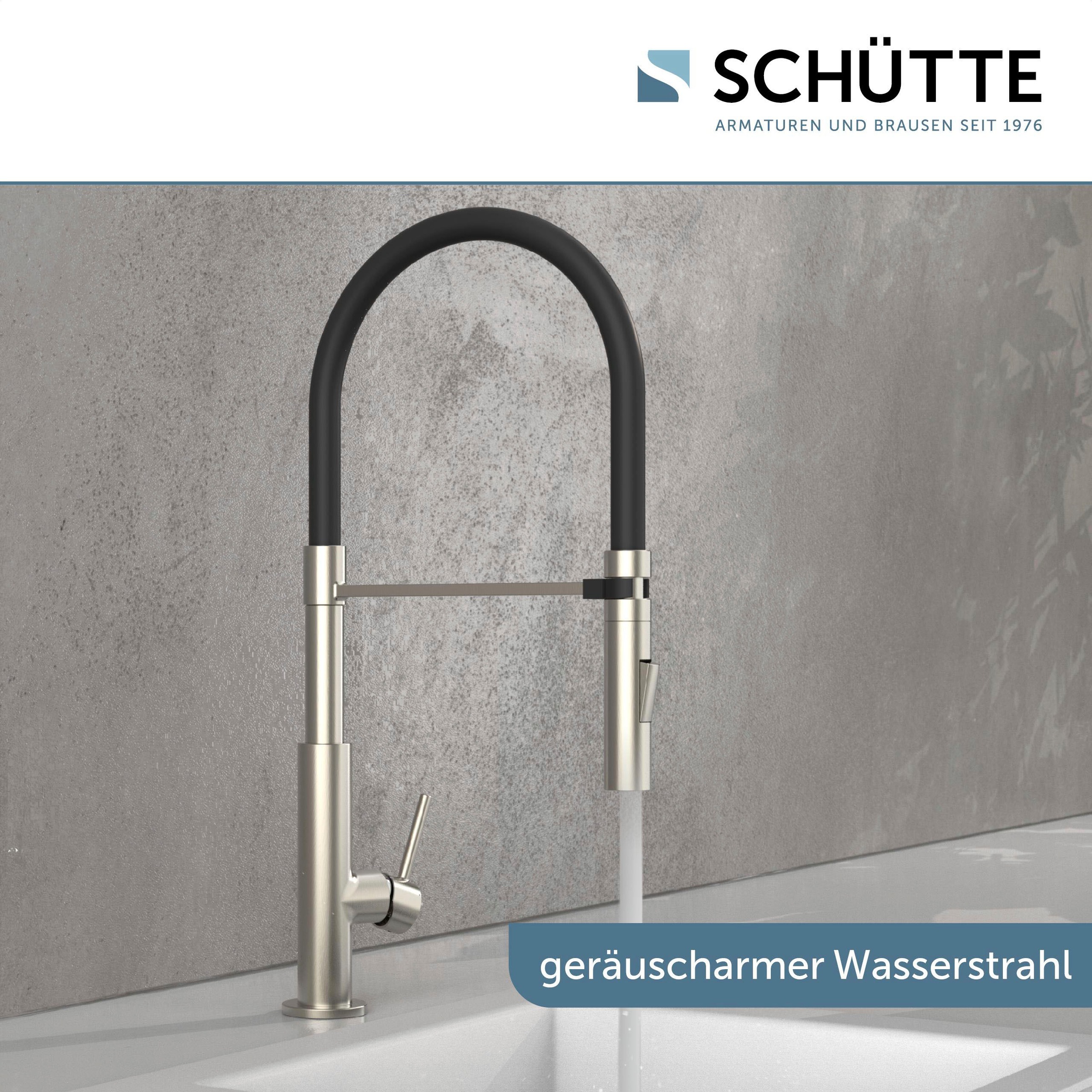 Schütte Spültischarmatur »Design«, ausziehbar, 360° schwenkbar, Edelstahloptik/Schwarz, Hochdruck