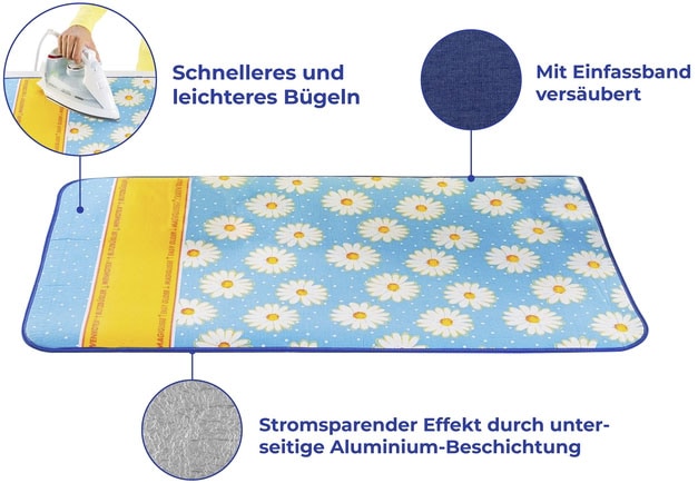 Maximex Bügelbrettbezug »Modell Margie«, Bügeldecke, Bügelunterlage für den Tisch, 100 x 65 cm, Blitzbügelzone