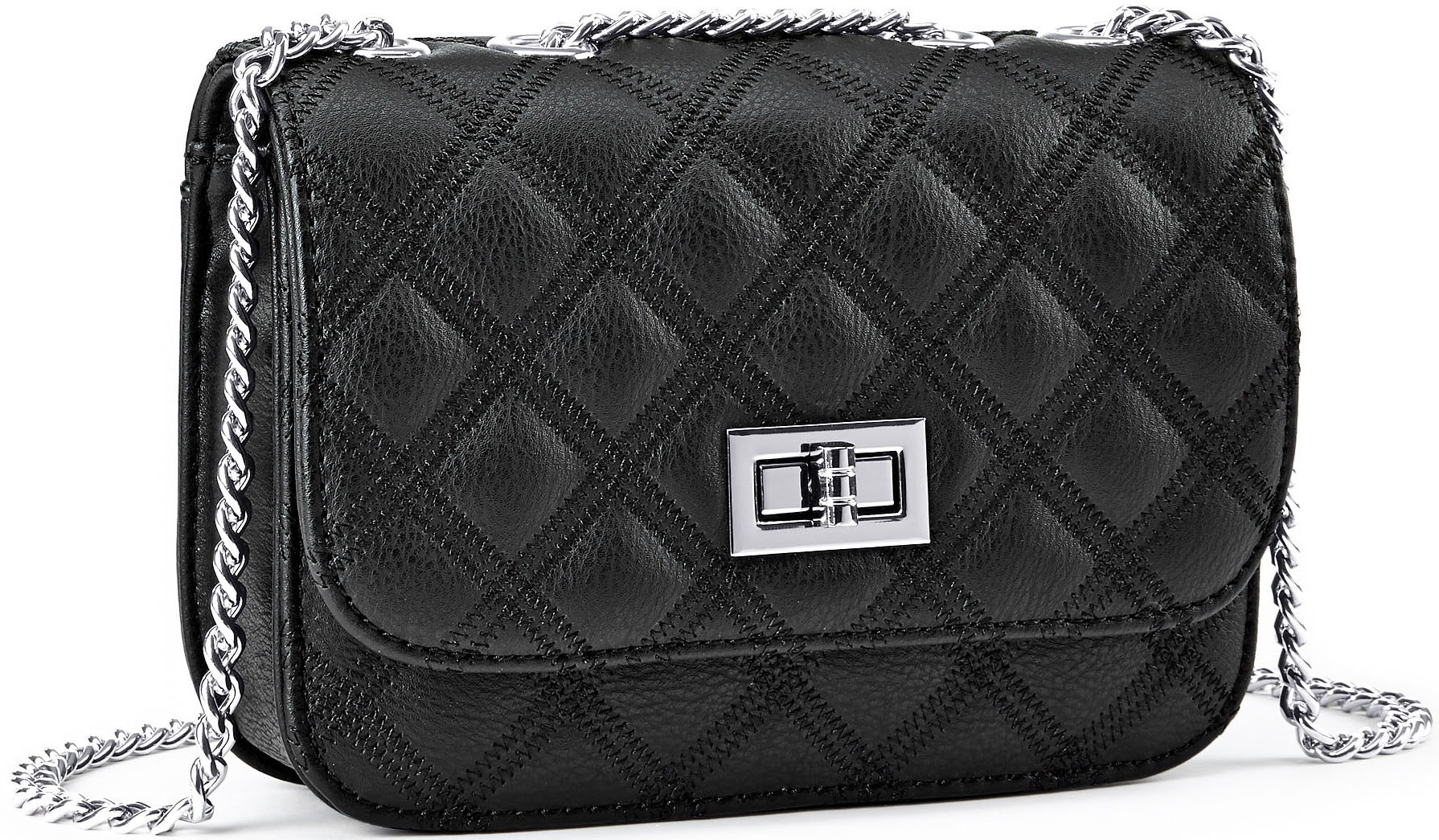 Lascana, Unisex, LASCANA »Minibag« Handtasche, Henkeltasche mit Kettenhenkel, Crossbody Bag VEGAN, schwarz, B/H/T: 19cm x 14cm x 5cm, Kleine Tasche 