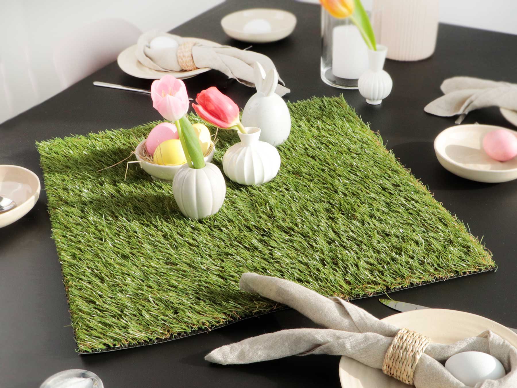 Primaflor-Ideen in Textil Platzset, (Set, 2 St.), Deko-Matte in Gras-Optik, Grösse 50x50 cm