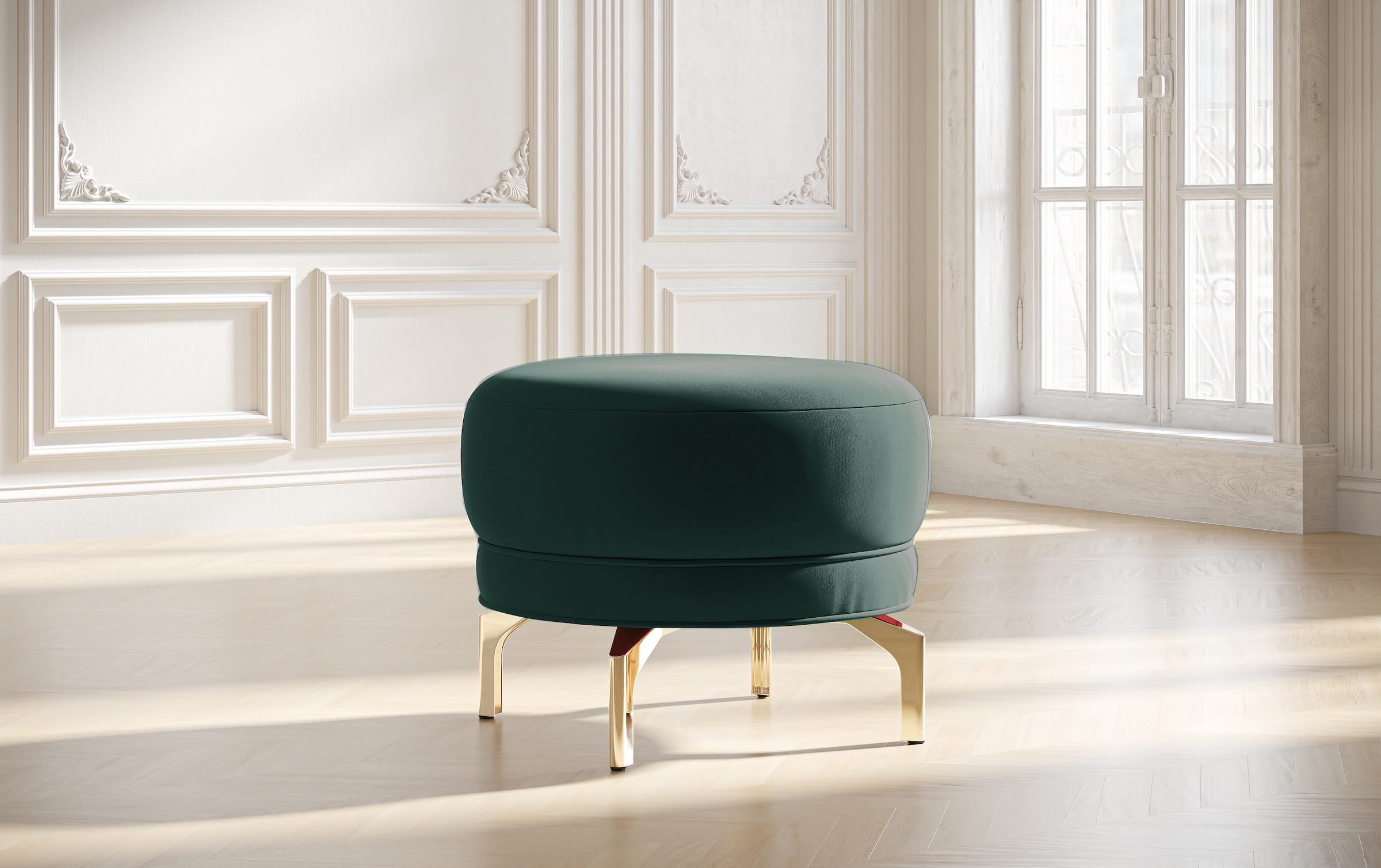 sit&more Polsterhocker »Orient 3«, goldfarbene Metallfüsse