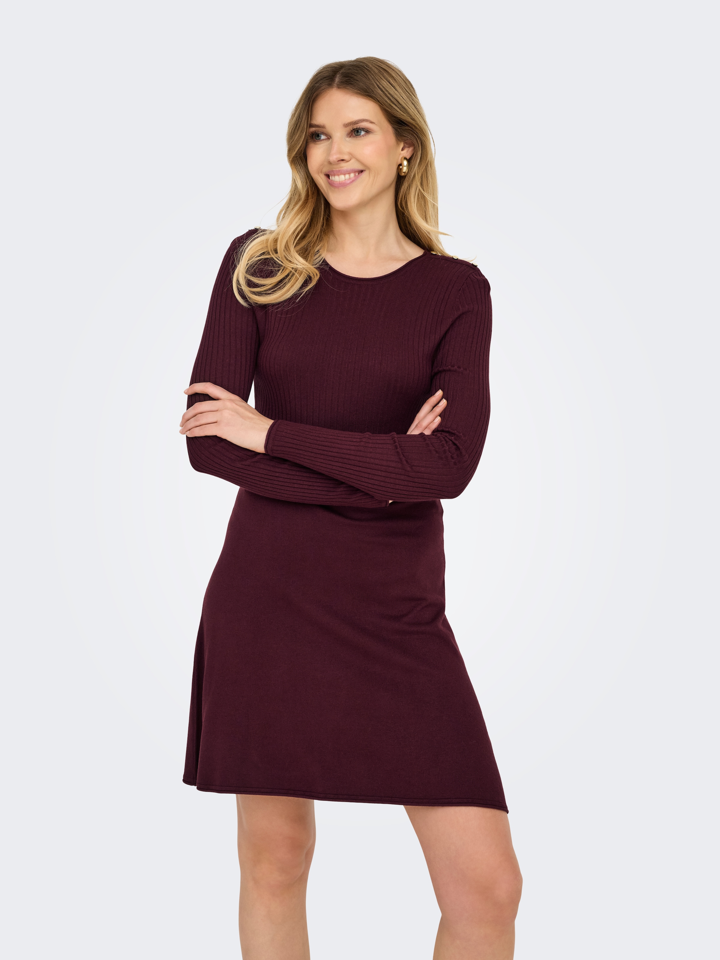 ONLY Midikleid »ONLMILA SL BUTTON O-NECK DRESS EX KNT«, Sommerkleid