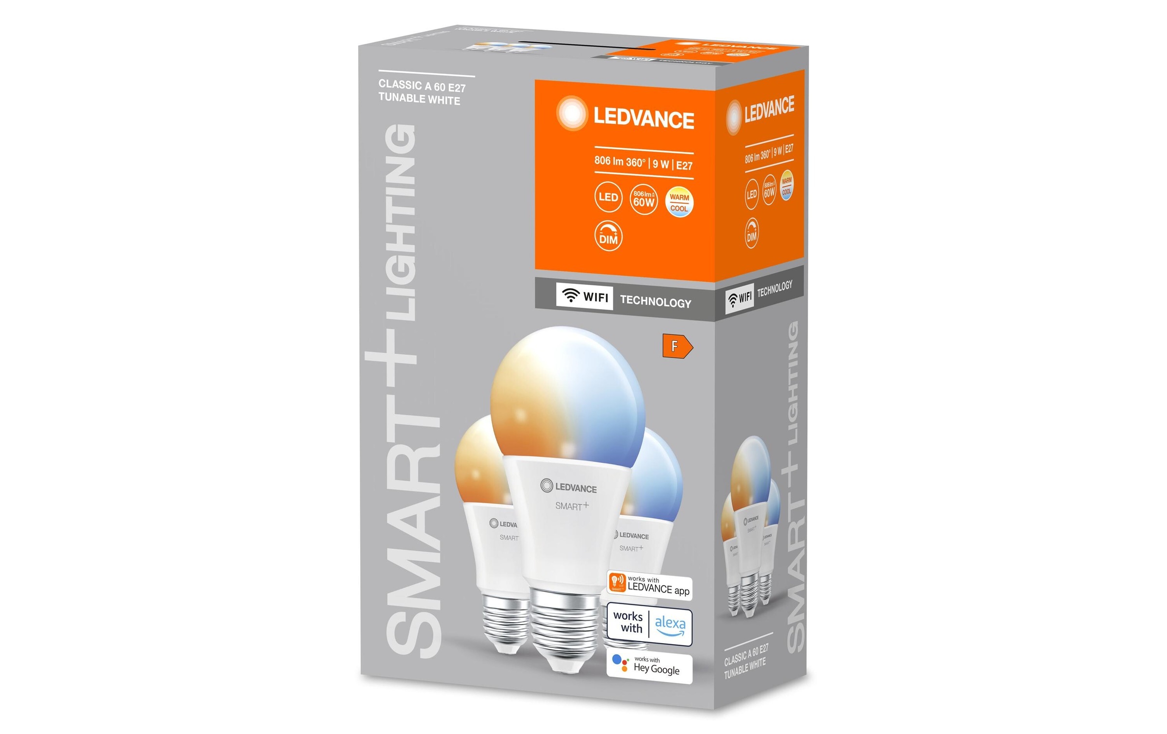 LED-Leuchtmittel »SMART+ WiFi Classic A60, E27, TW, 3 Stück«, E27