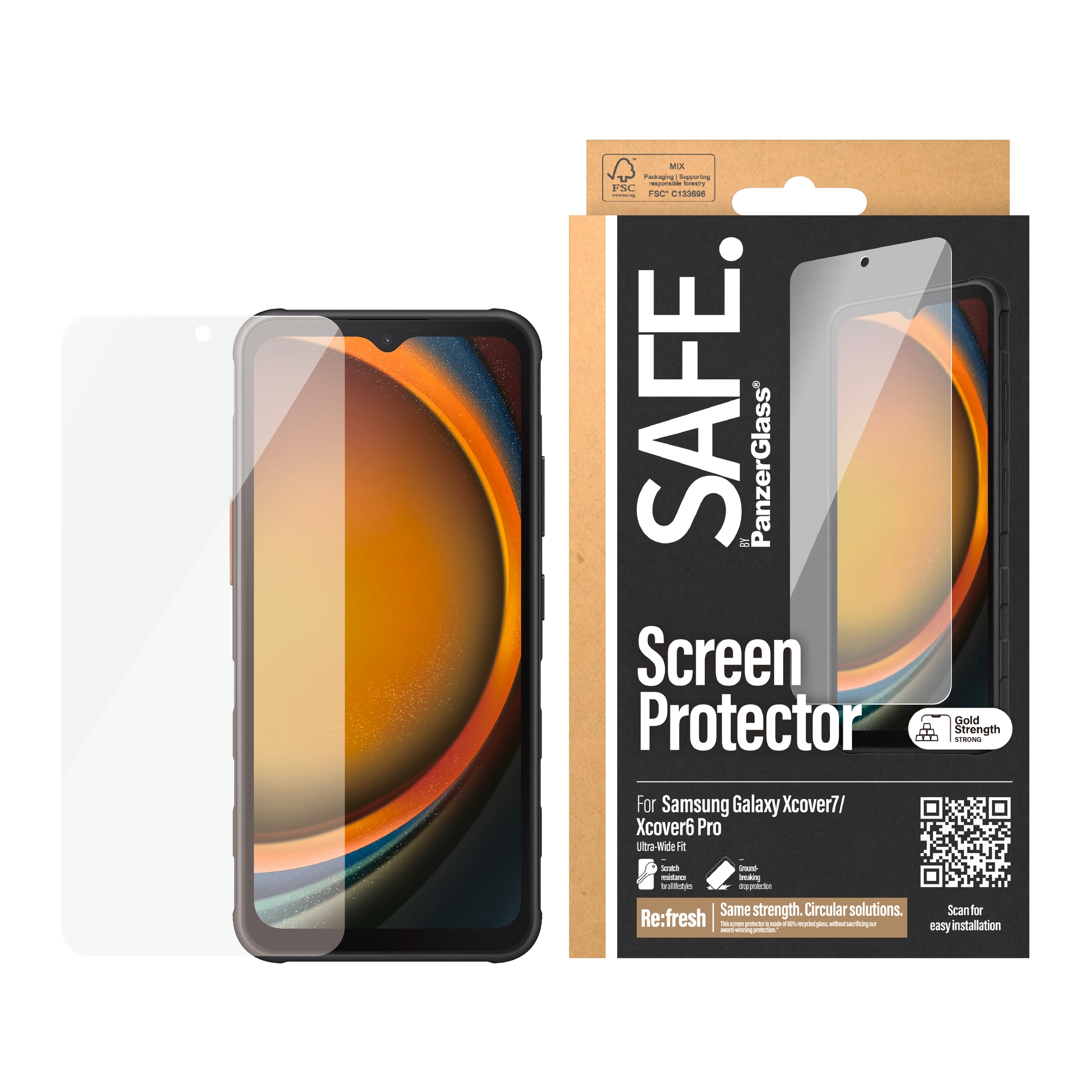 SAFE by PanzerGlass Displayschutzglas »Ultra-Wide Fit Screen Protector« für Samsung Galaxy Xcover7 1 Stk. tlg. Displayschutzfolie, Schutzfolie, Bildschirmschutz, kratz- & stossfest