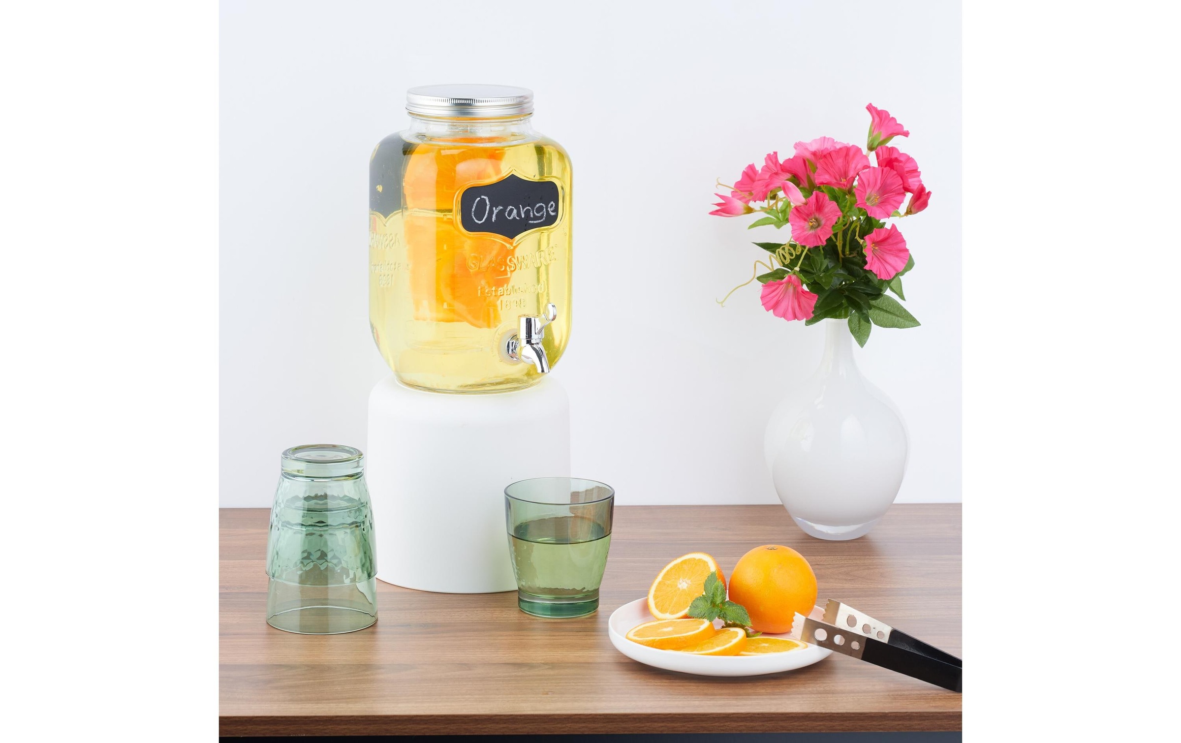 relaxdays Getränkespender »mit Fruchteinsatz 4 Liter«